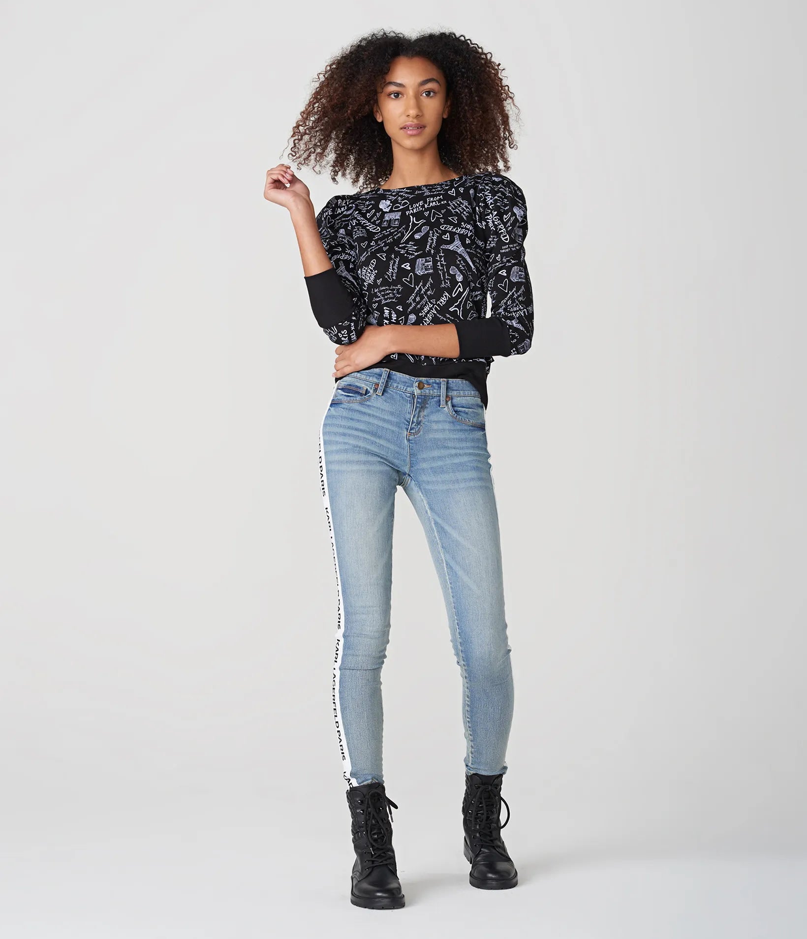 Karl Lagerfeld Puff Shoulder Top - HIPPO US Brands Karl Lagerfeld Paris