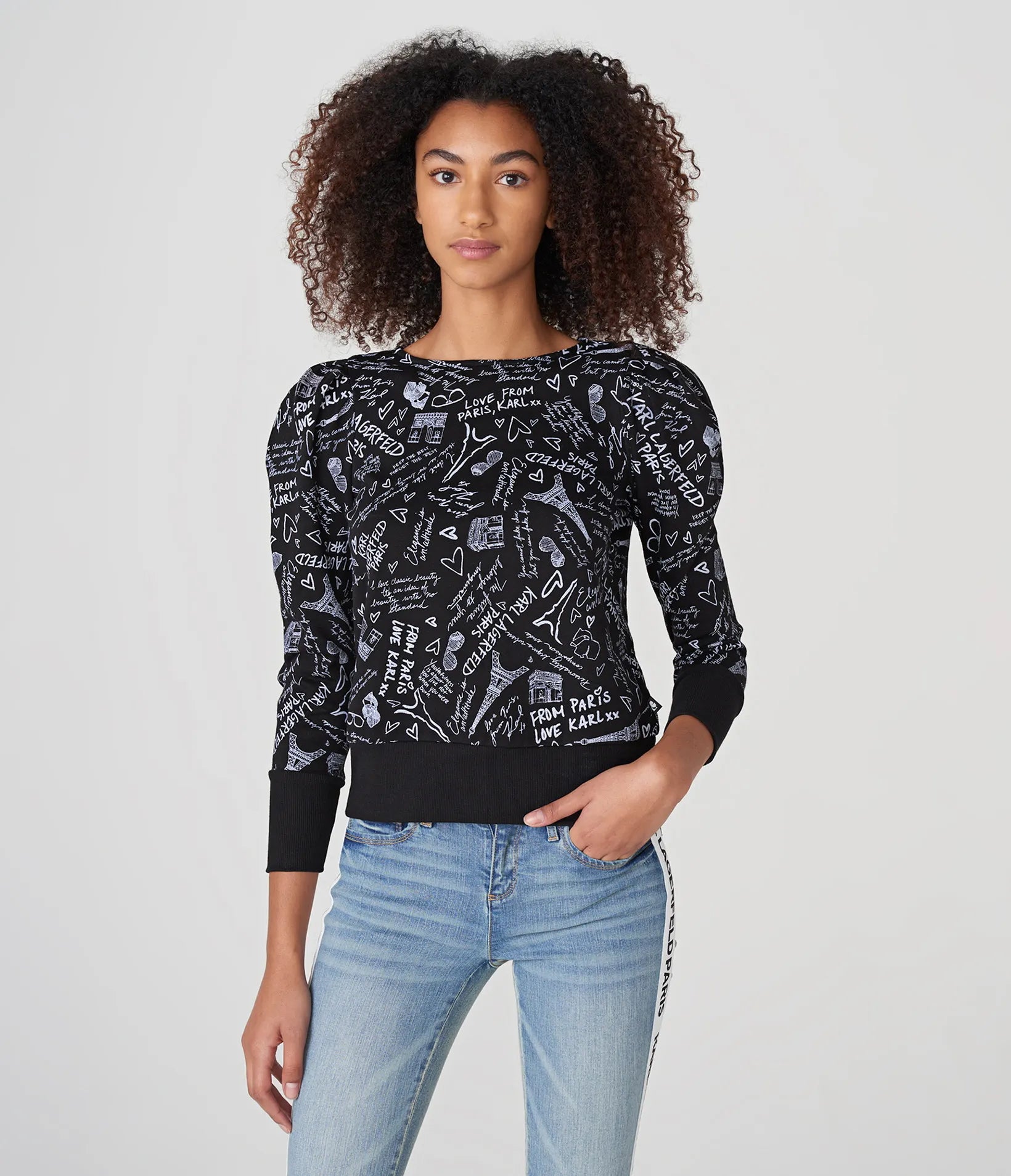 KARL LAGERFELD PUFF SHOULDER TOP