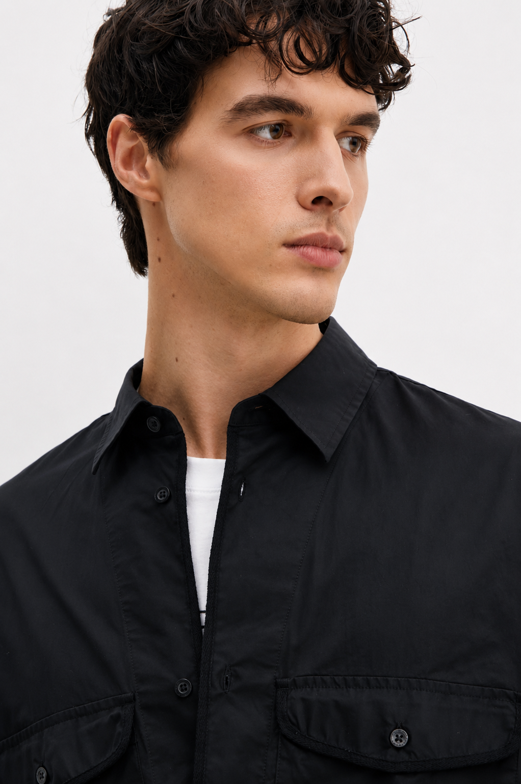 Armani Exchange Men's Black Relaxed Shirt With A Classic Collar - HIPPO US Brands ARMANI EXCHANGE