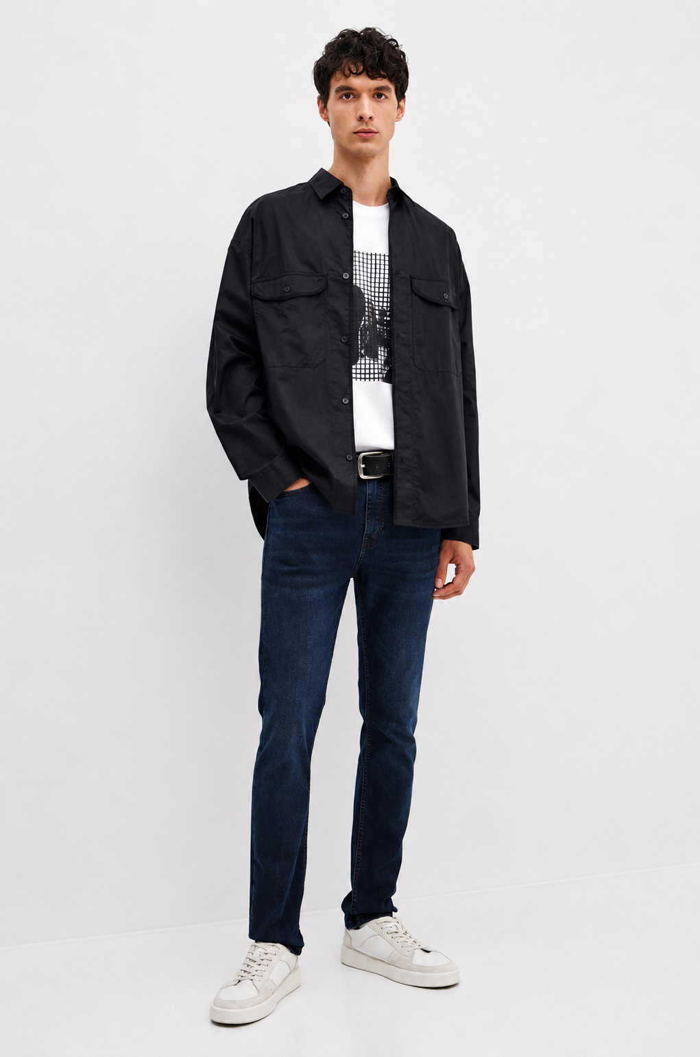 Armani Exchange Men's Black Relaxed Shirt With A Classic Collar - HIPPO US Brands ARMANI EXCHANGE
