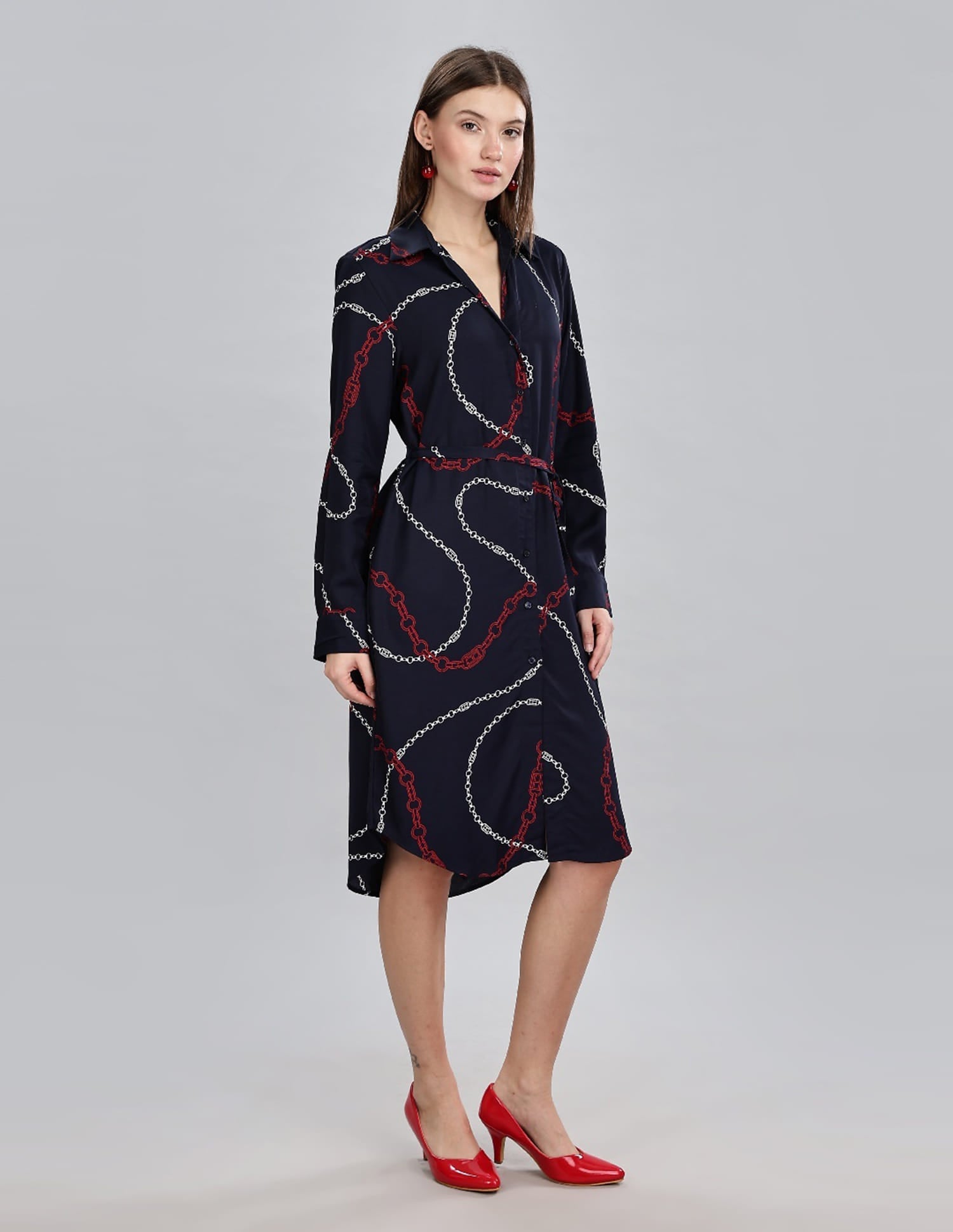 Tommy Hilfiger Viscose Spread Collar Shirt Dresses - HIPPO US Brands Tommy Hilfiger