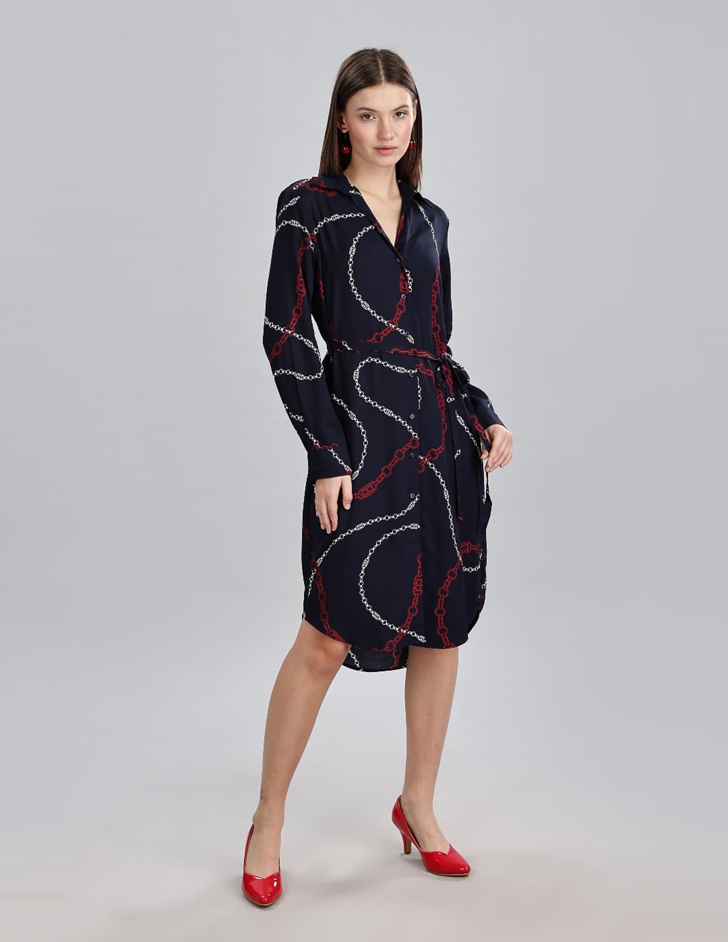 Tommy Hilfiger Viscose Spread Collar Shirt Dresses - HIPPO US Brands Tommy Hilfiger