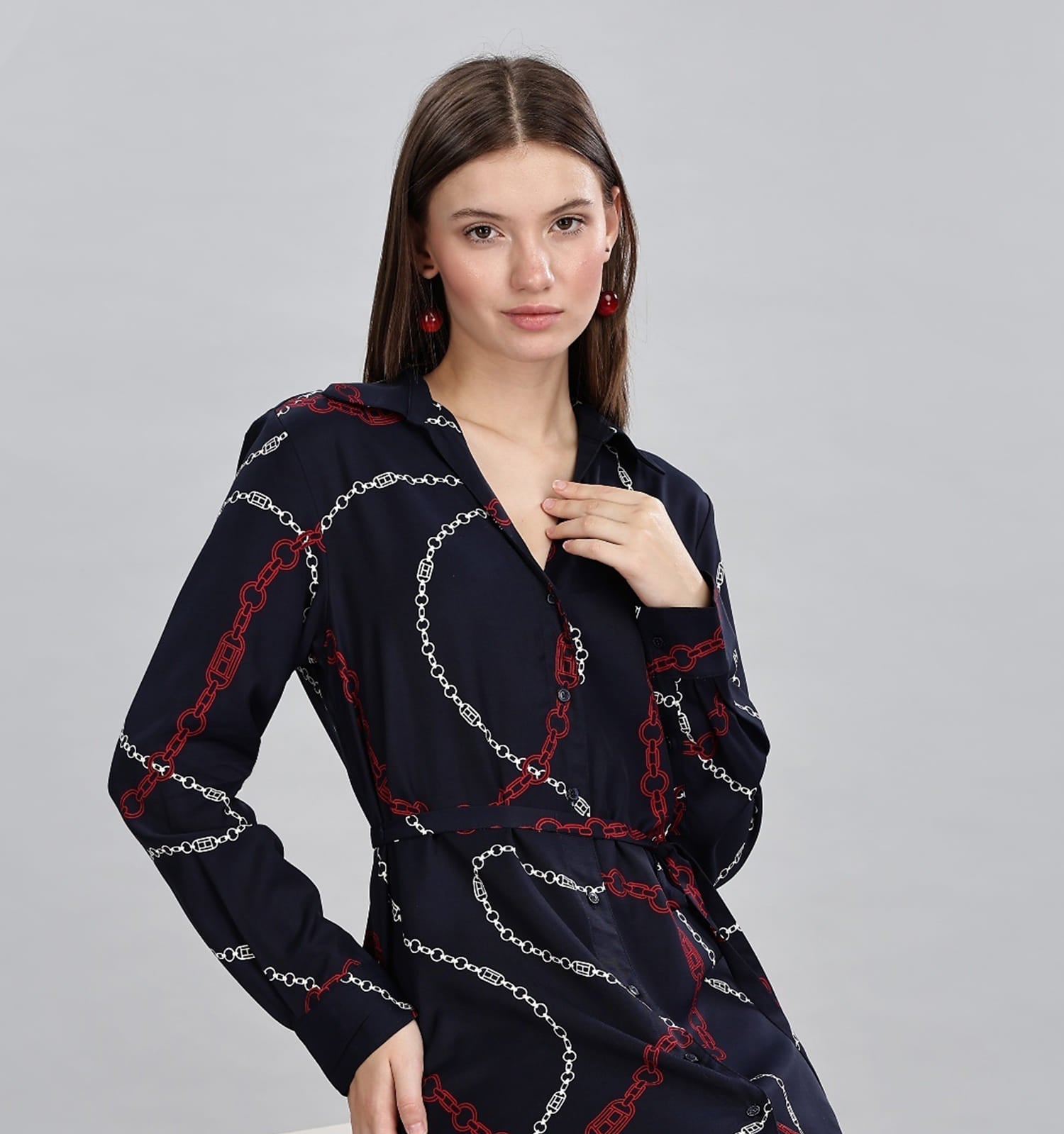 Tommy Hilfiger Viscose Spread Collar Shirt Dresses - HIPPO US Brands Tommy Hilfiger