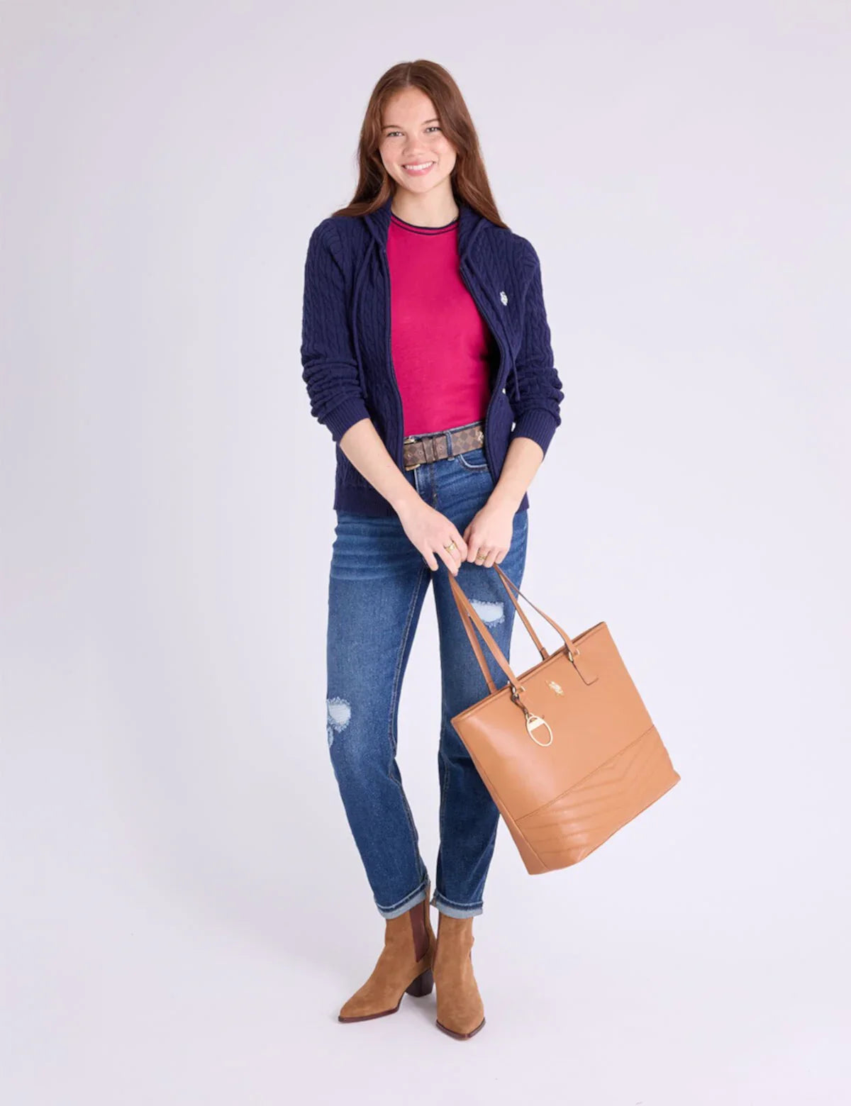 USPA Faux leather tote bag with V-stitching - HIPPO US Brands US. POLO ASSN