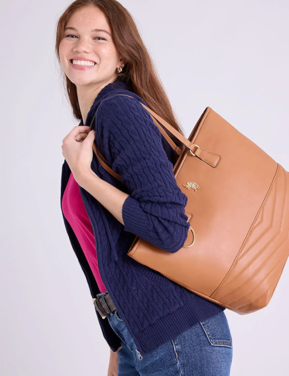 USPA Faux leather tote bag with V-stitching - HIPPO US Brands US. POLO ASSN