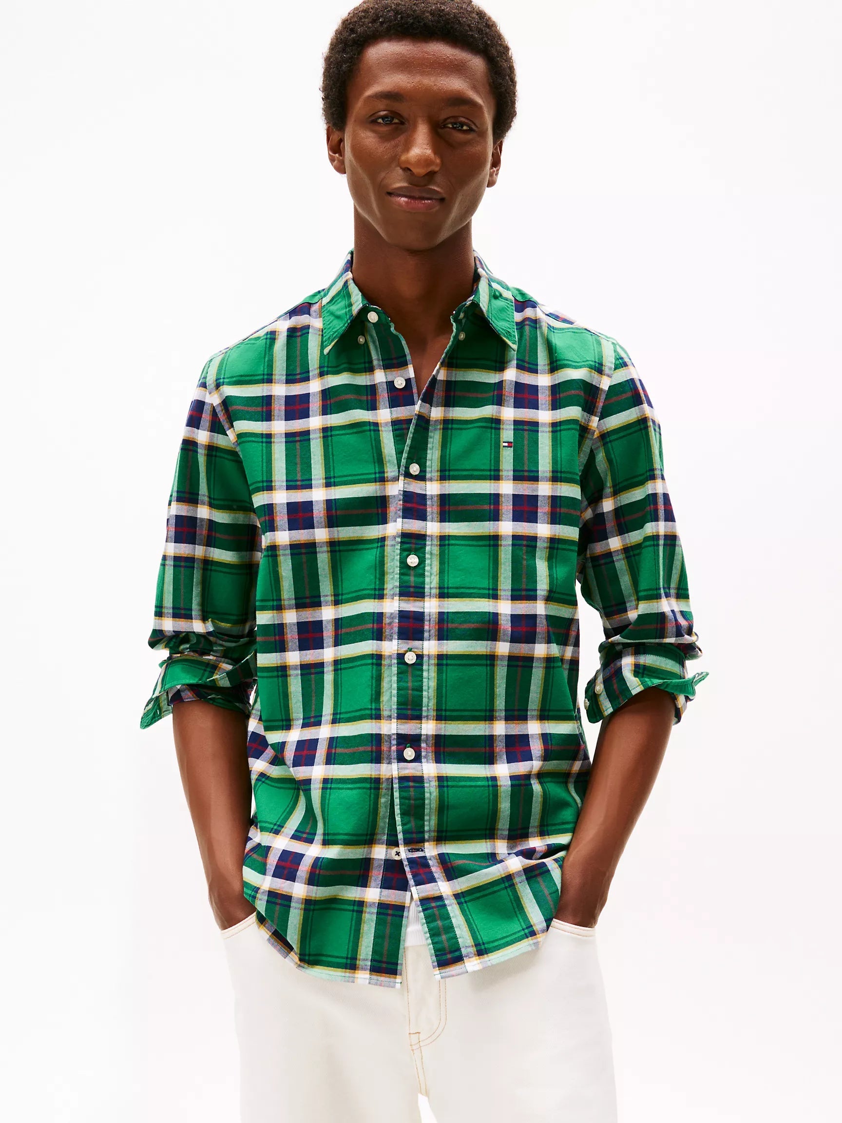 Tommy Hilfiger Regular Fit Plaid Stretch Oxford Shirt