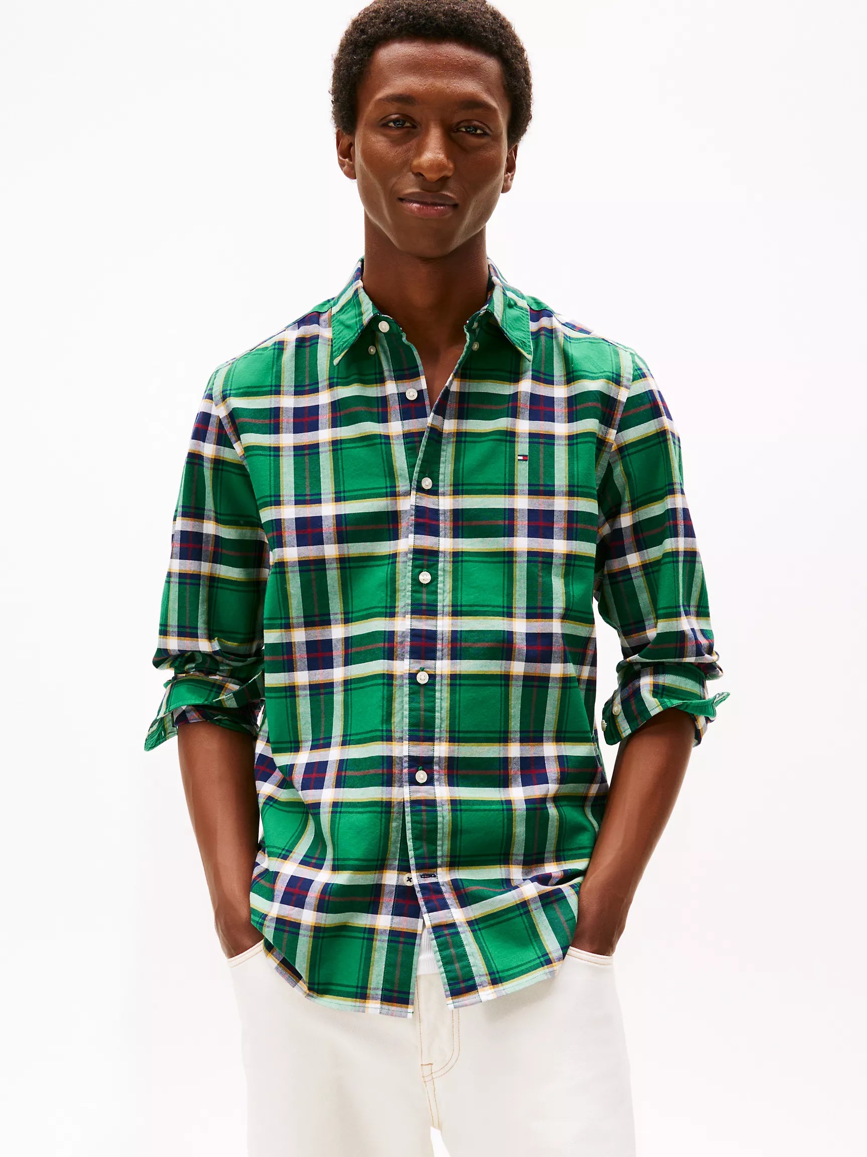 Tommy Hilfiger Regular Fit Plaid Stretch Oxford Shirt