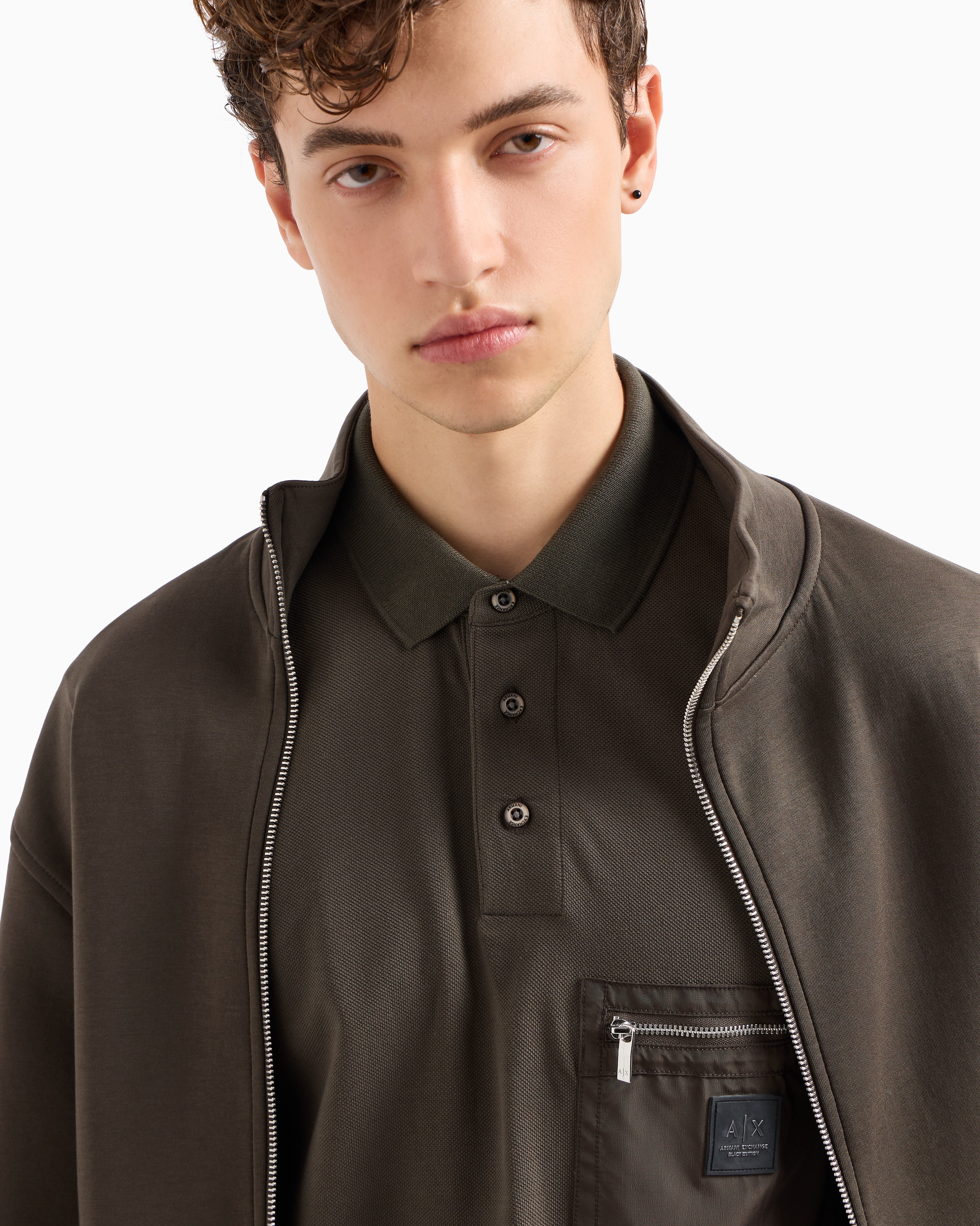 Armani Exchange Black Edition Regular Fit Black Olive Polo