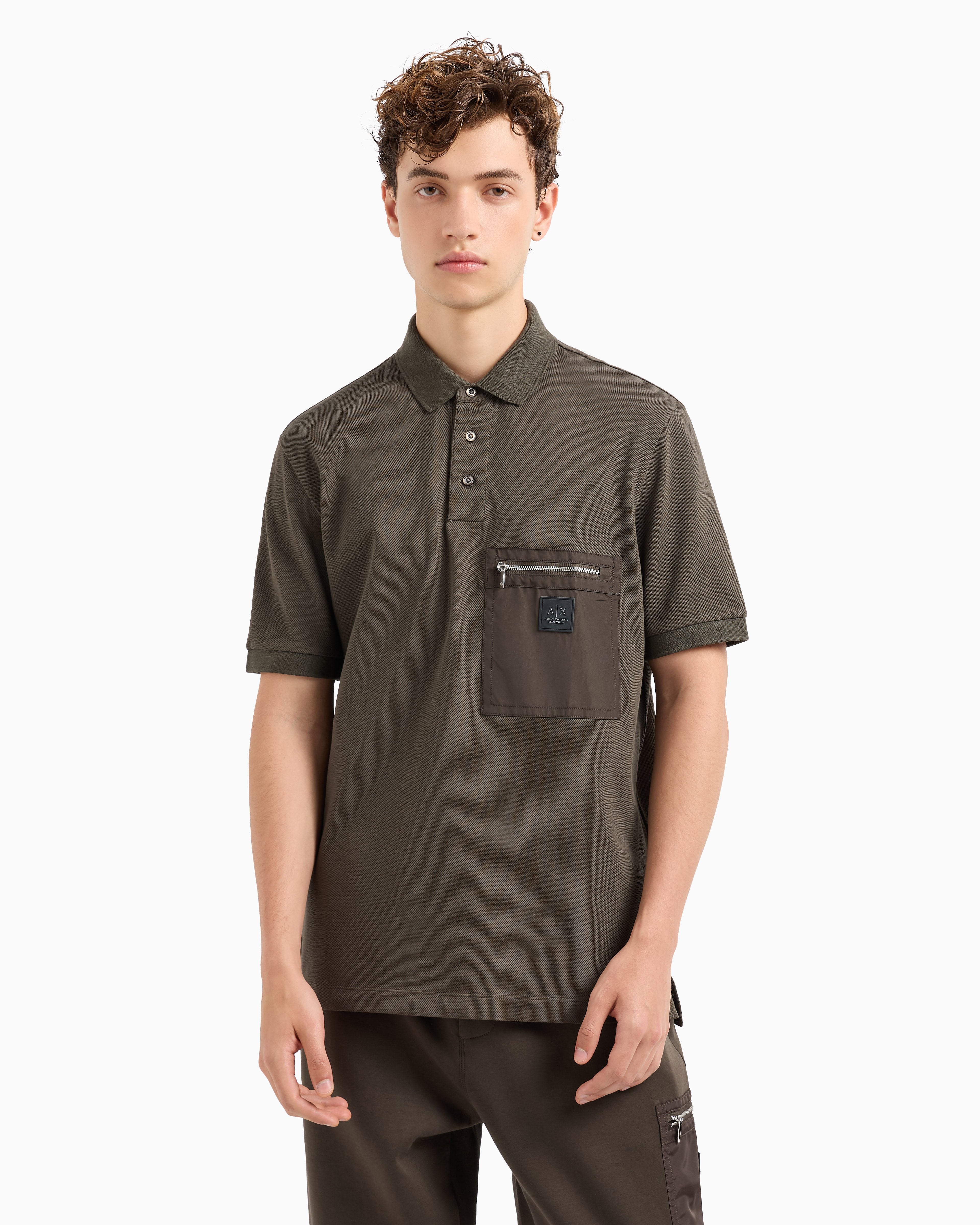 Armani Exchange Black Edition Regular Fit Black Olive Polo