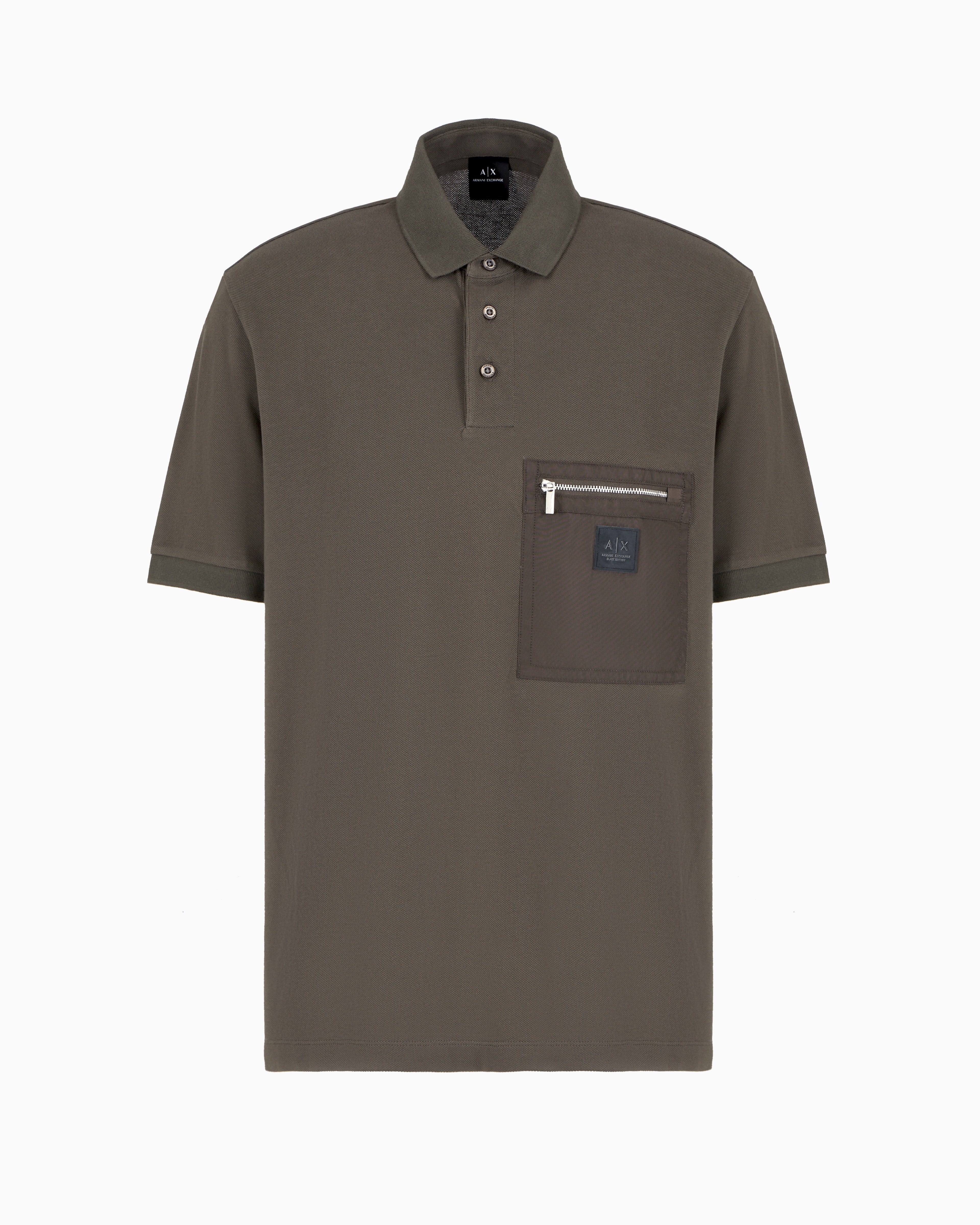 Armani Exchange Black Edition Regular Fit Black Olive Polo
