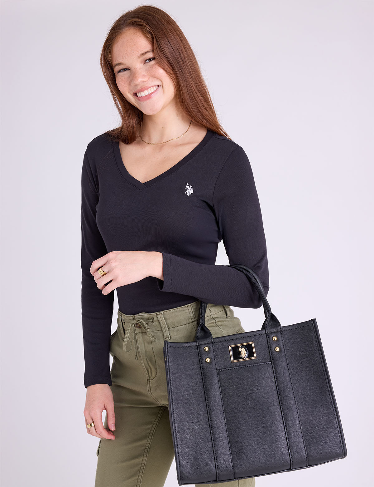 USPA Box Tote With Crossbody Strap