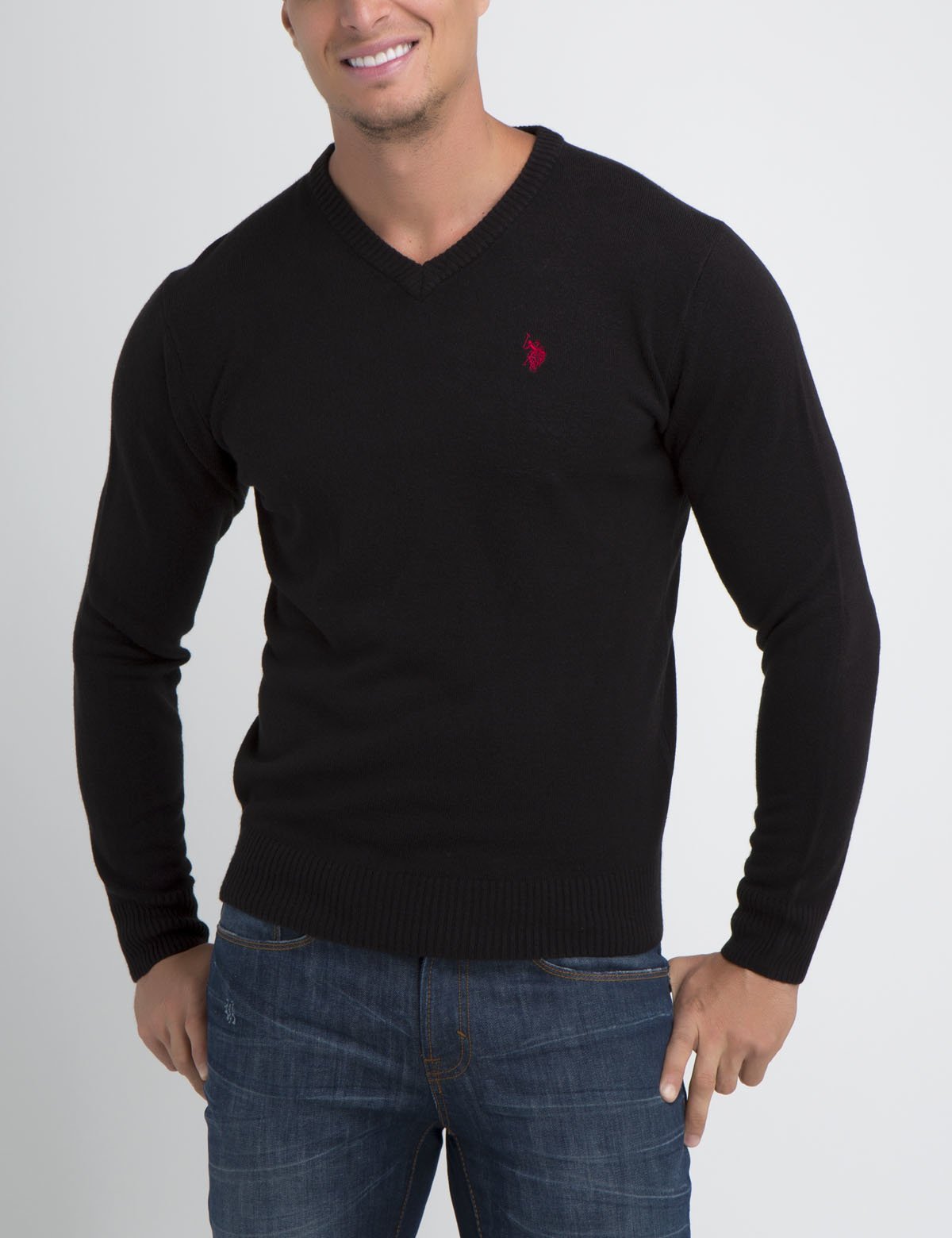 US Polo Assn. Men's V-Neck Ultrasoft Trim Fit Acrylic Sweate