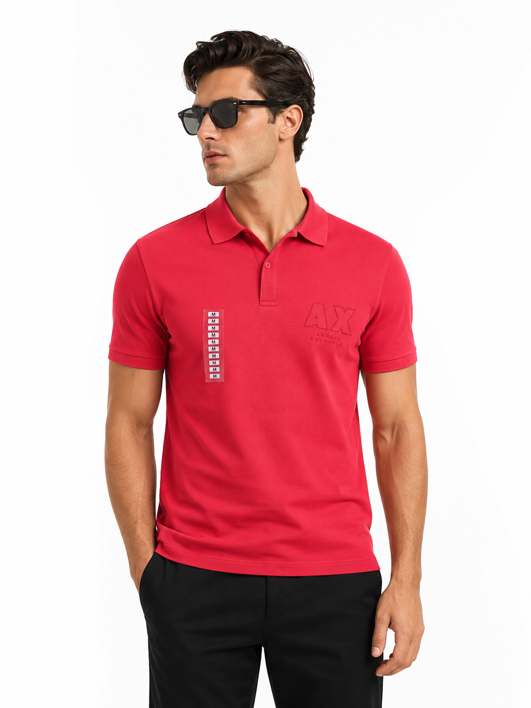 A|X Armani Exchange Men's Regular Fit Shiny Logo Polo Shirt – Red