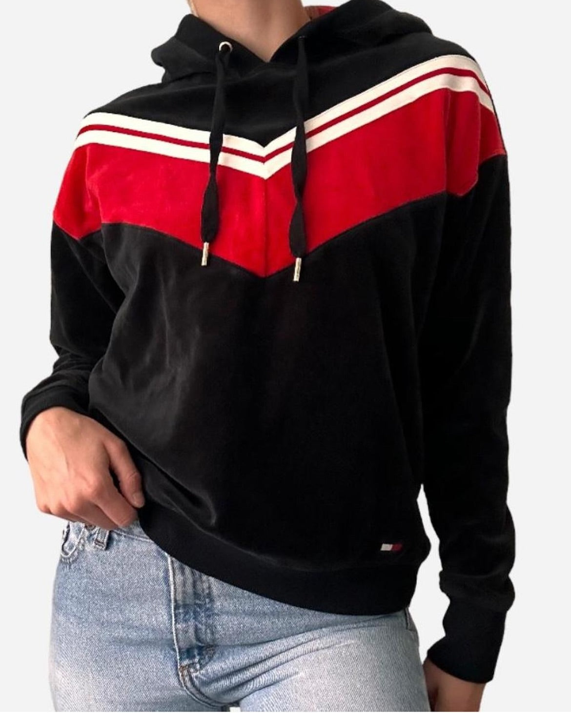Tommy Hilfiger Sport Womens Velour Comfy Hoodie Black