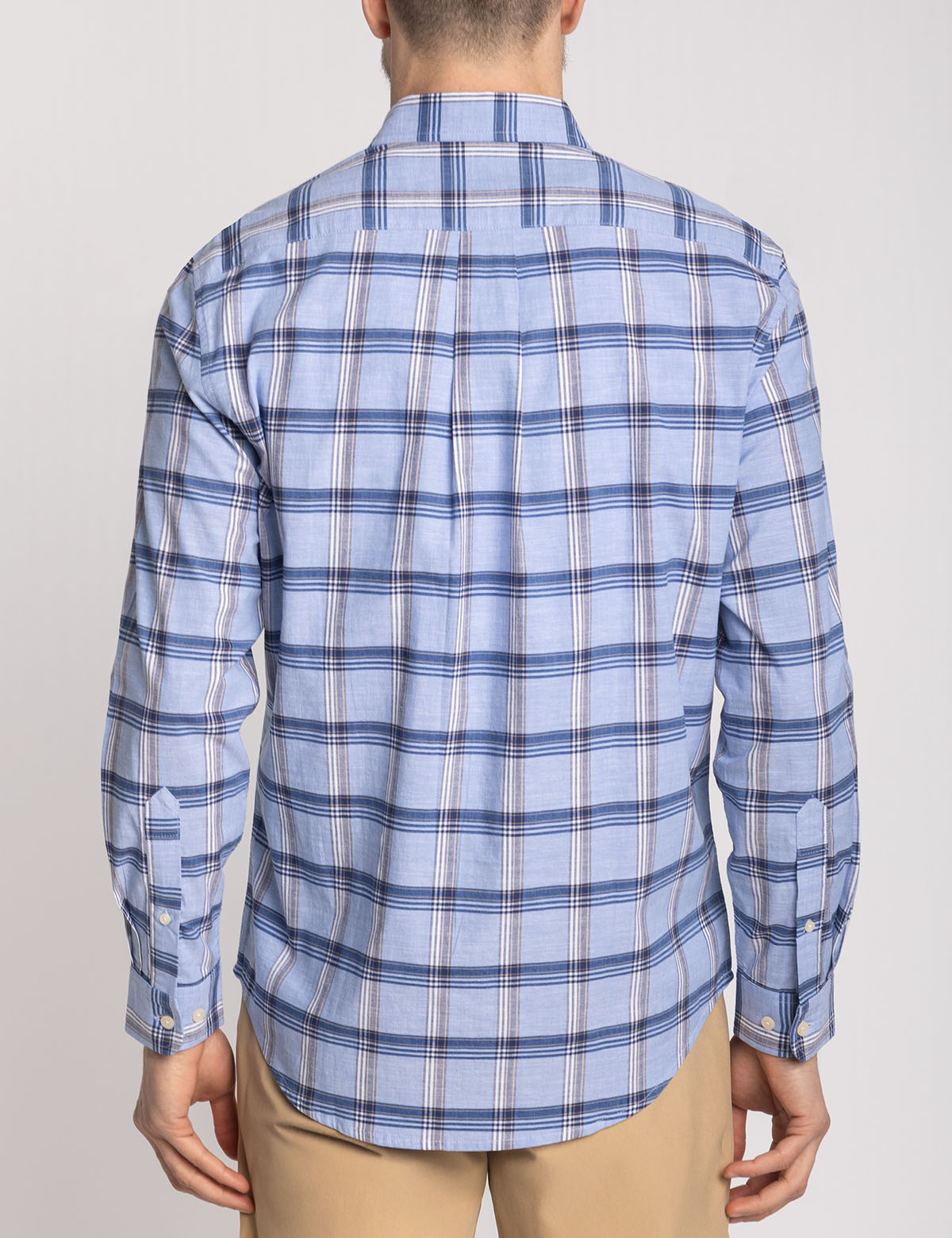 USPA Long Sleeve Stretch Plaid Poplin Shirt