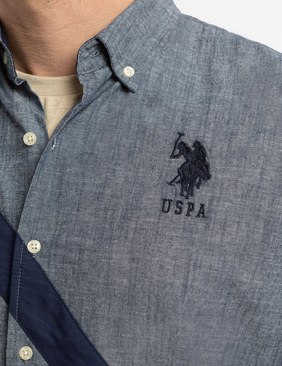 USPA Diagonal Solid Canvas Long Sleeve Shirt