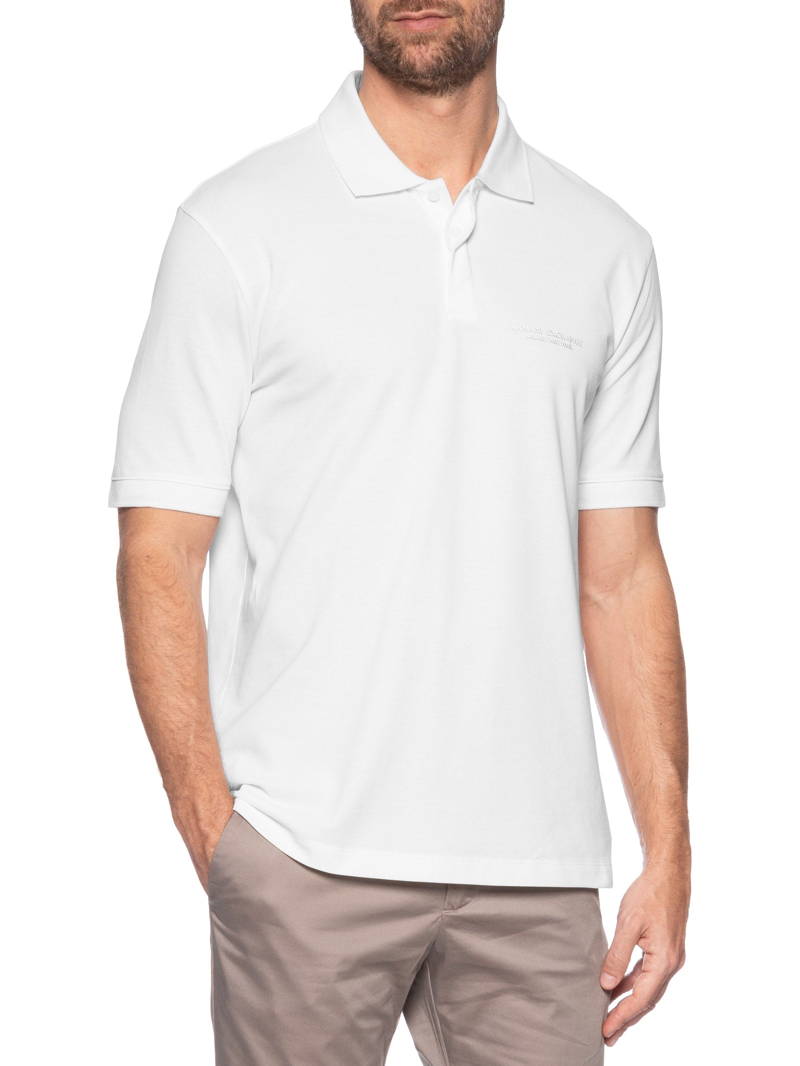 ARMANI EXCHANGE Polo Masculina Regular Fit Logo Milano Verde