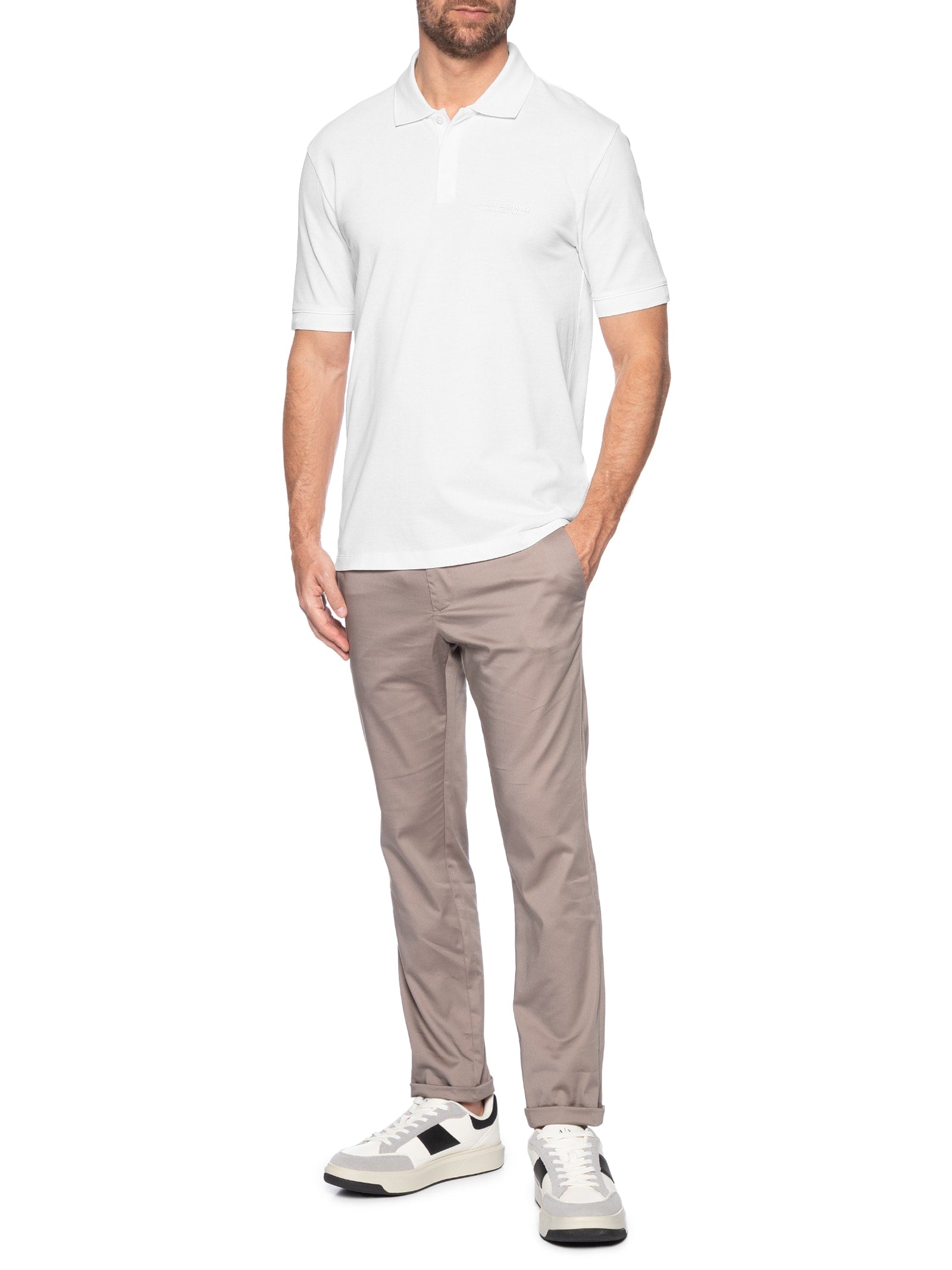 ARMANI EXCHANGE Polo Masculina Regular Fit Logo Milano Verde