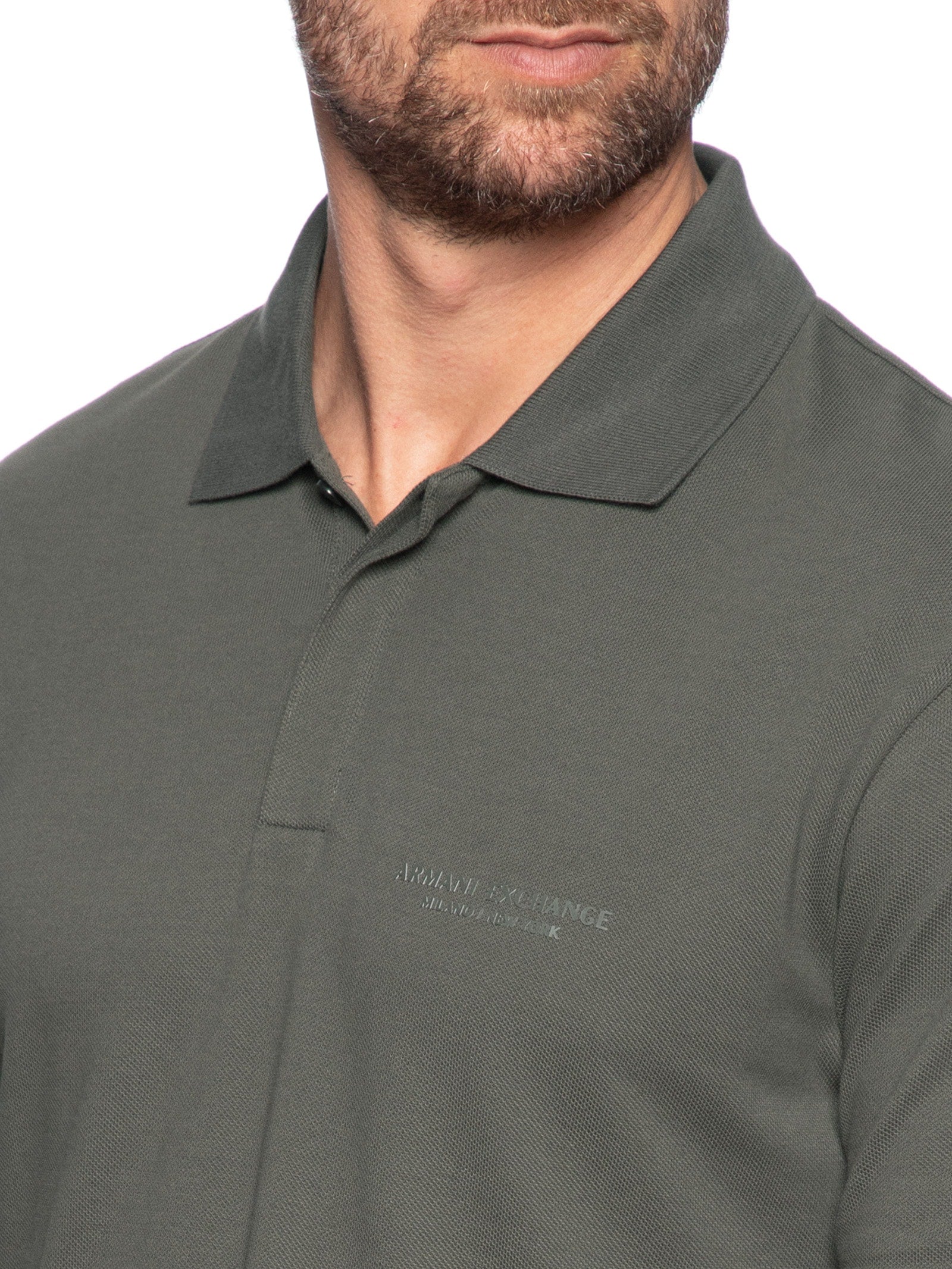 ARMANI EXCHANGE Polo Masculina Regular Fit Logo Milano Verde