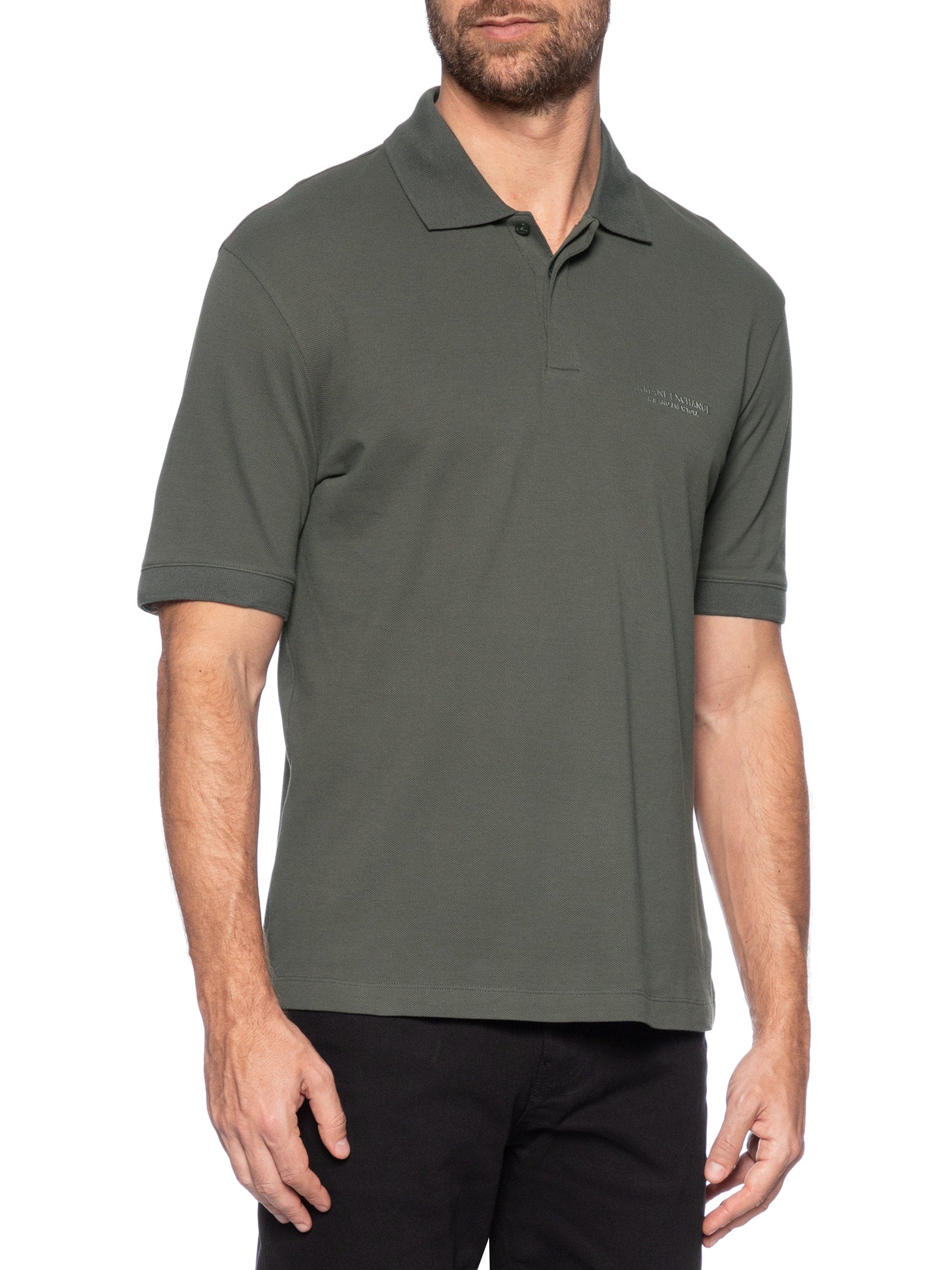 ARMANI EXCHANGE Polo Masculina Regular Fit Logo Milano Verde