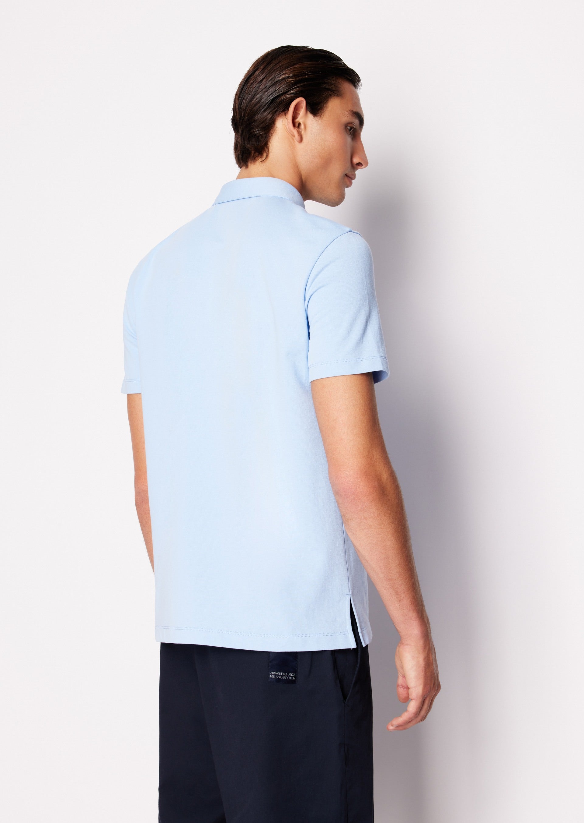 Armani Exchange Milano Edition Blue Regular Fit Jersey Polo T-Shirt