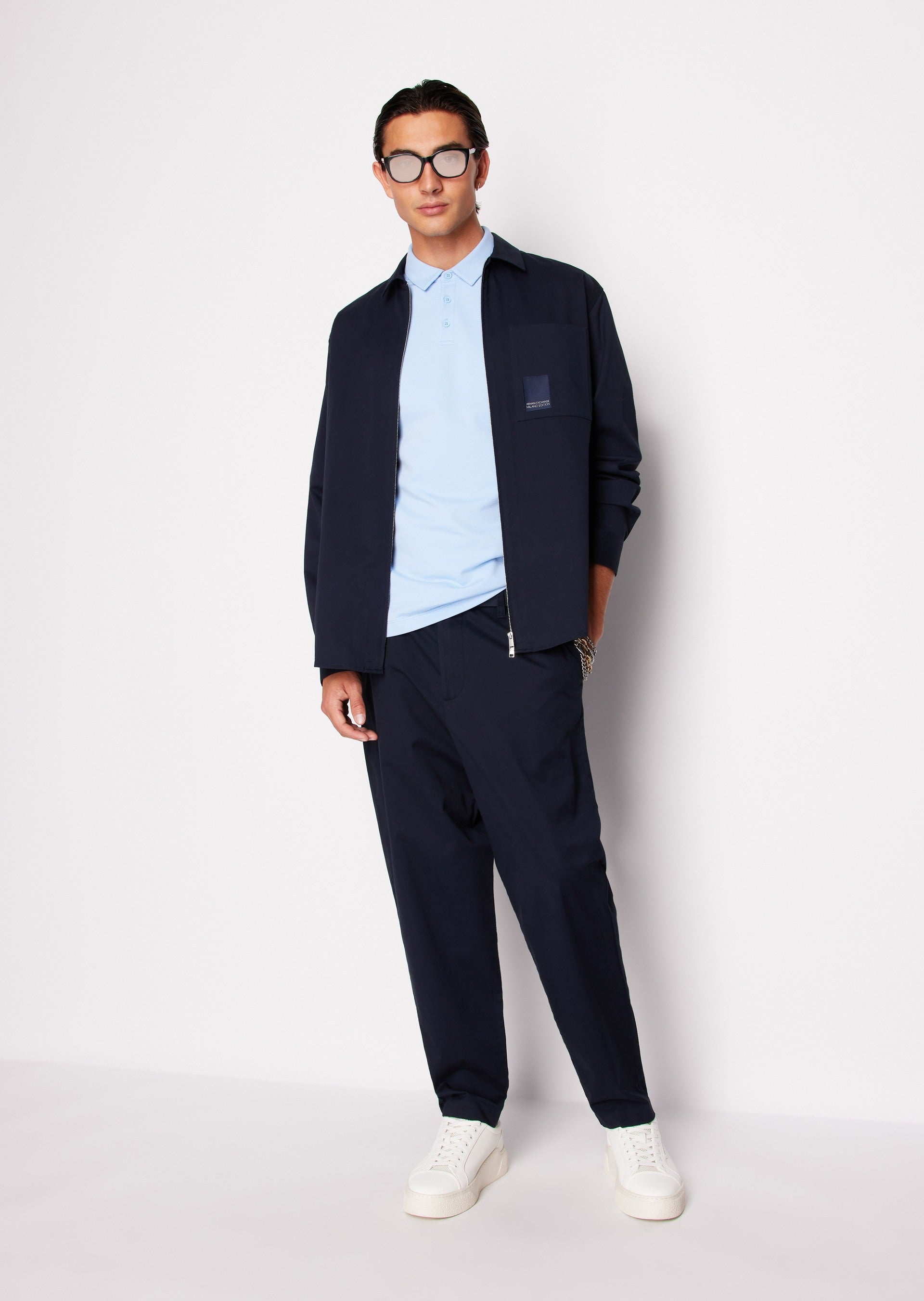 Armani Exchange Milano Edition Blue Regular Fit Jersey Polo T-Shirt