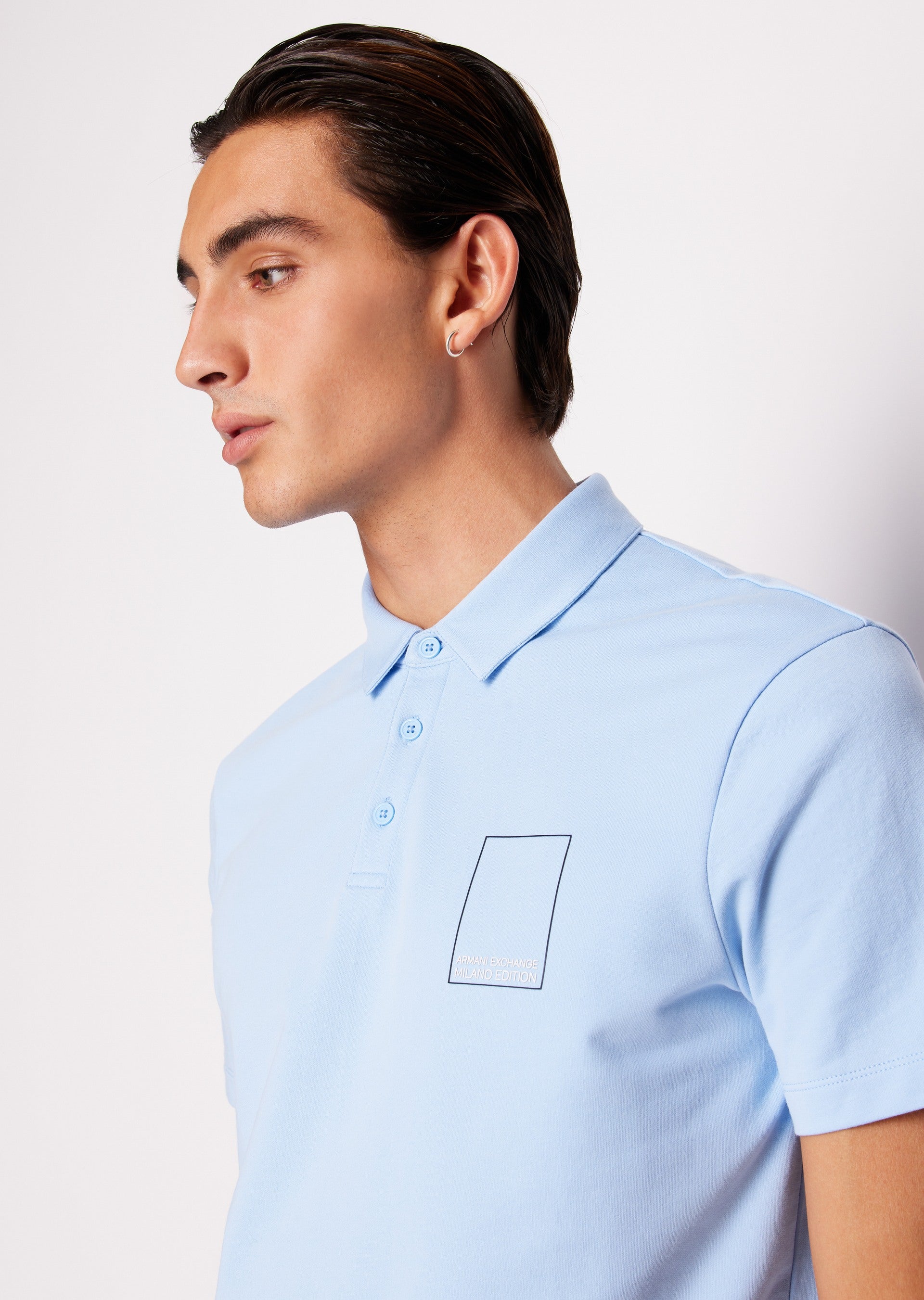 Armani Exchange Milano Edition Blue Regular Fit Jersey Polo T-Shirt