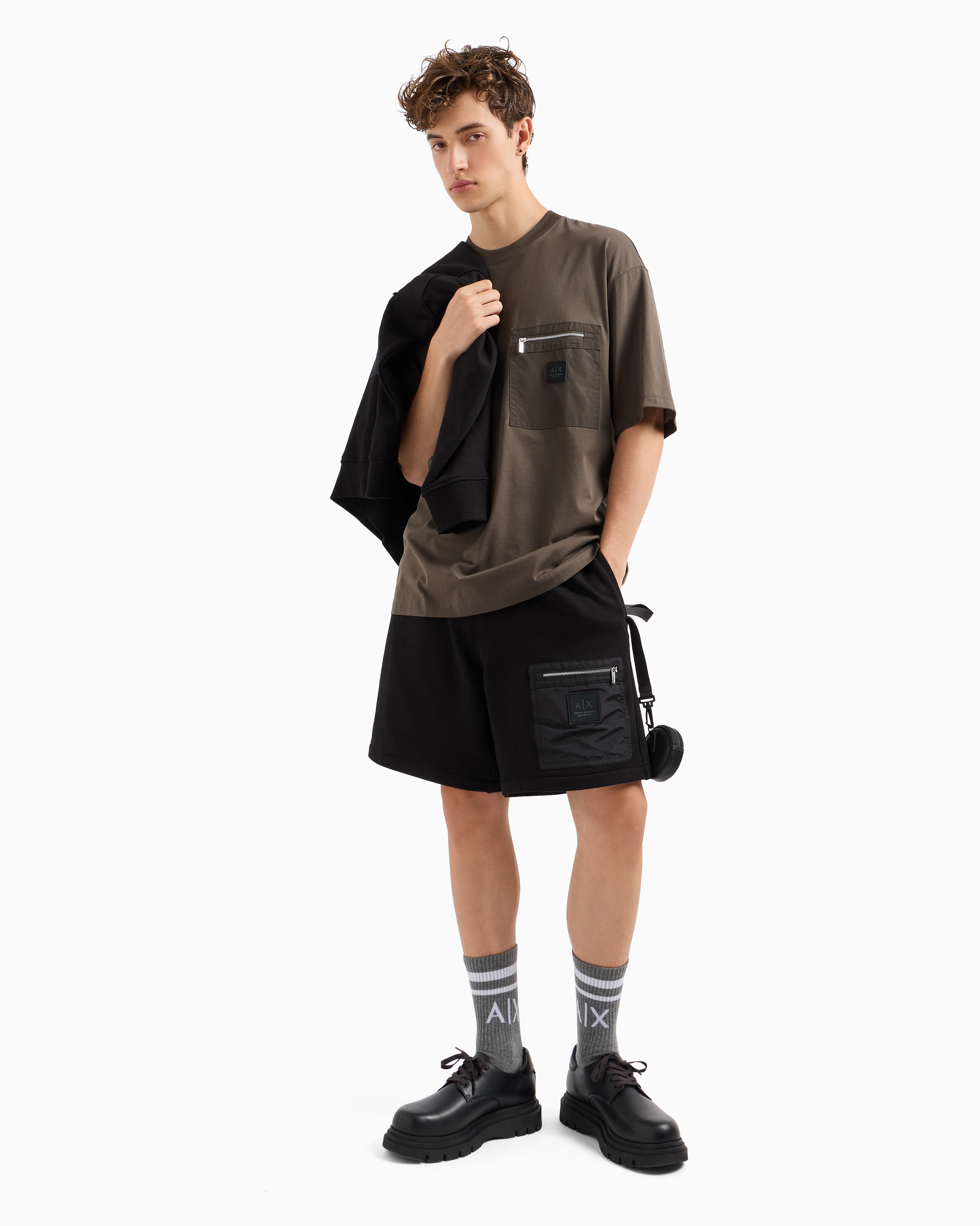 Armani Exchange Black Edition Loose Fit Black Olive T-shirt