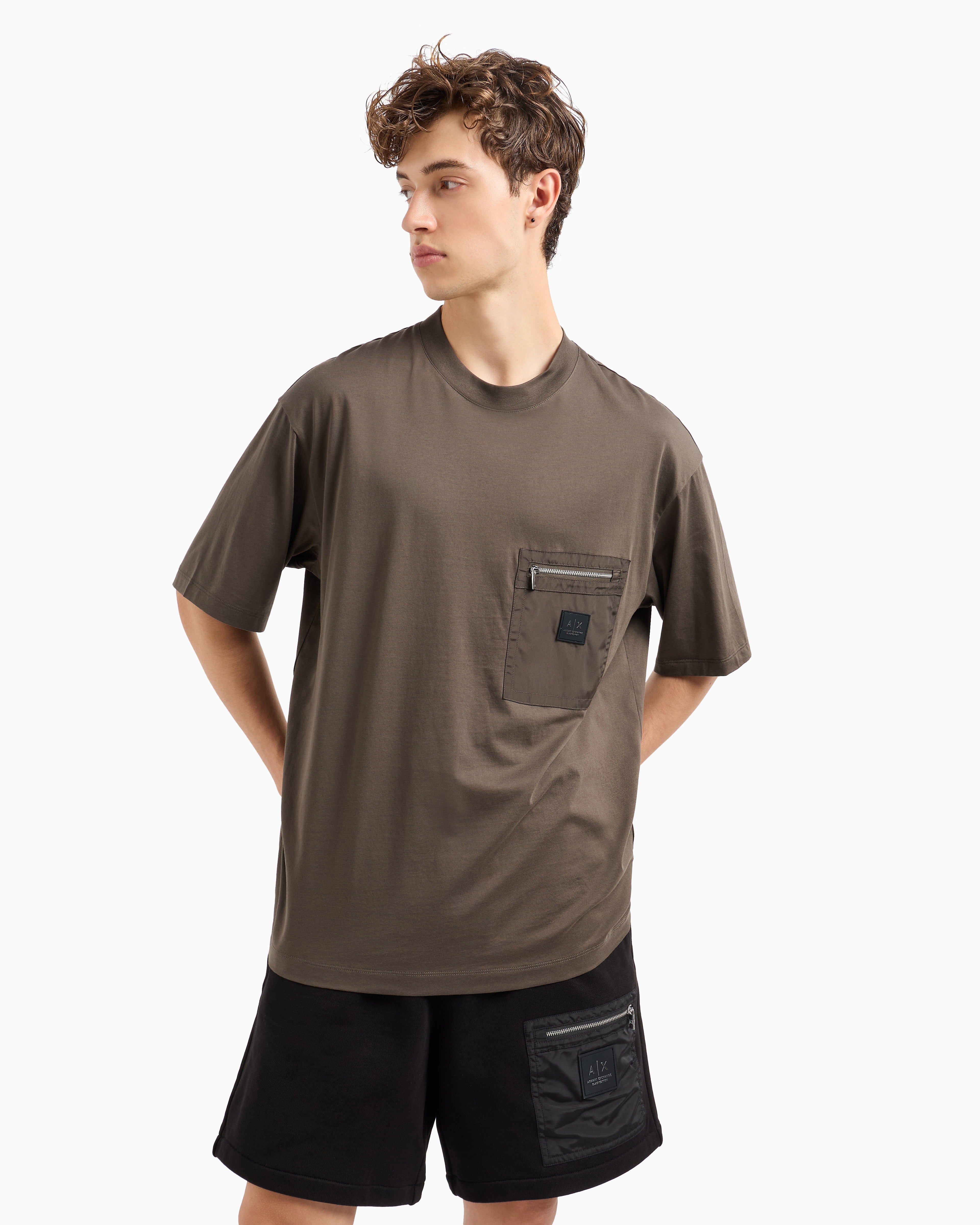 Armani Exchange Black Edition Loose Fit Black Olive T-shirt
