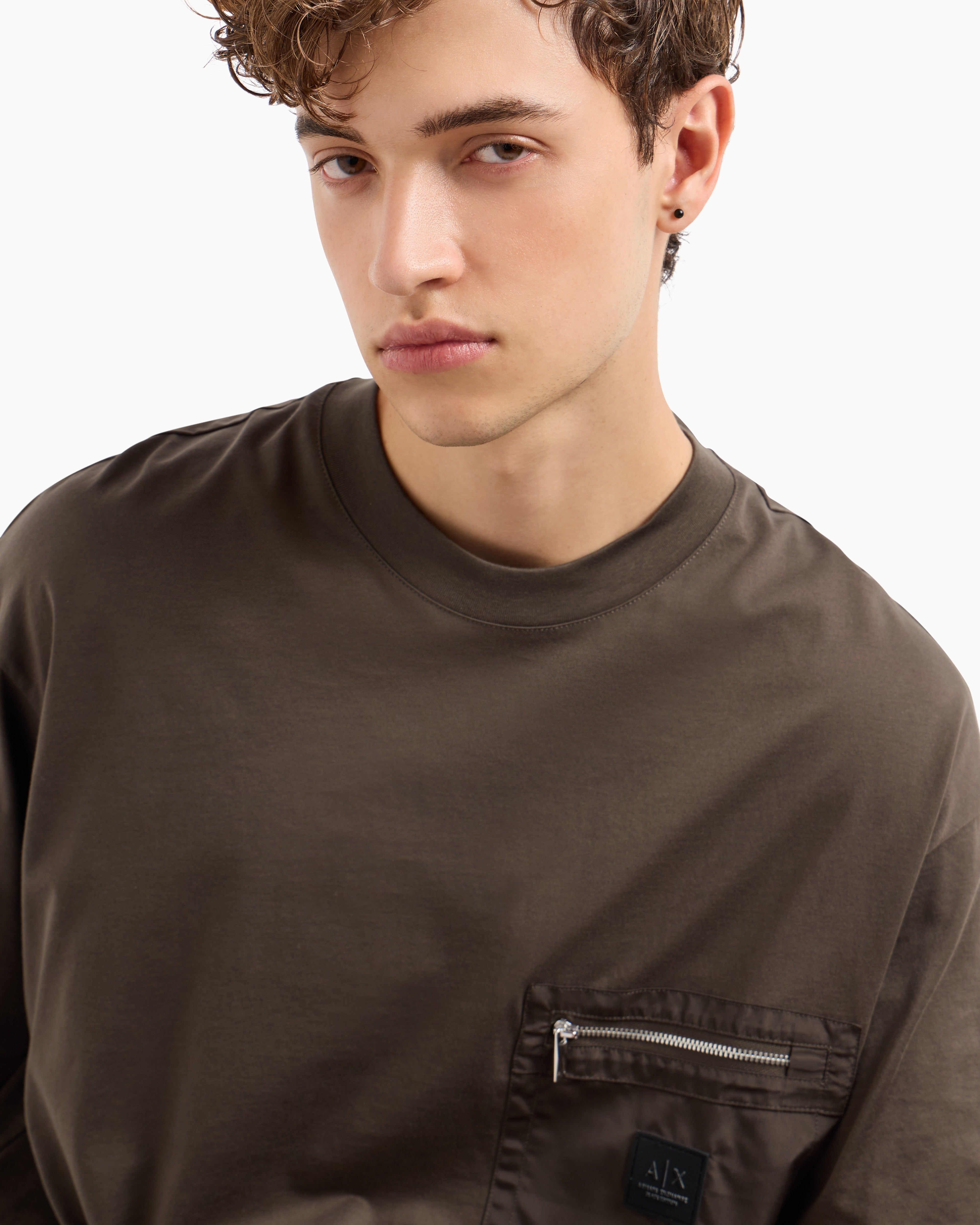 Armani Exchange Black Edition Loose Fit Black Olive T-shirt