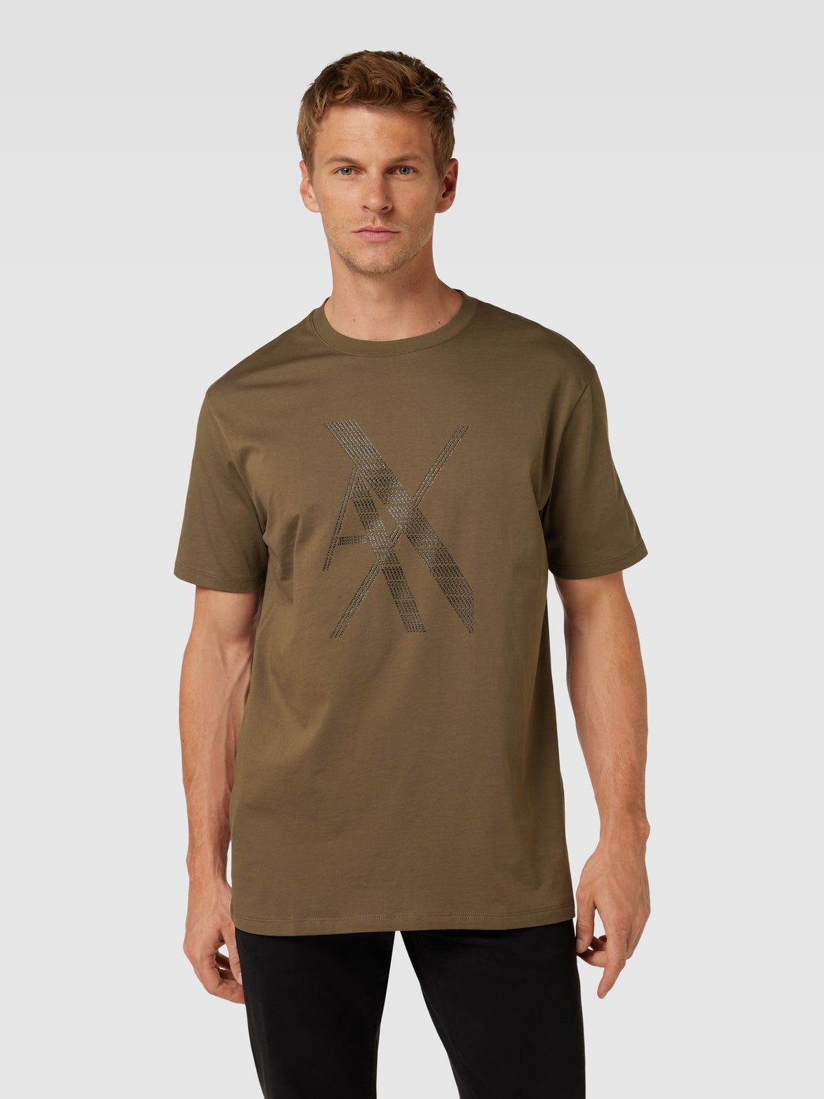Armani Exchange Regular fit T-shirt with logo print in mud