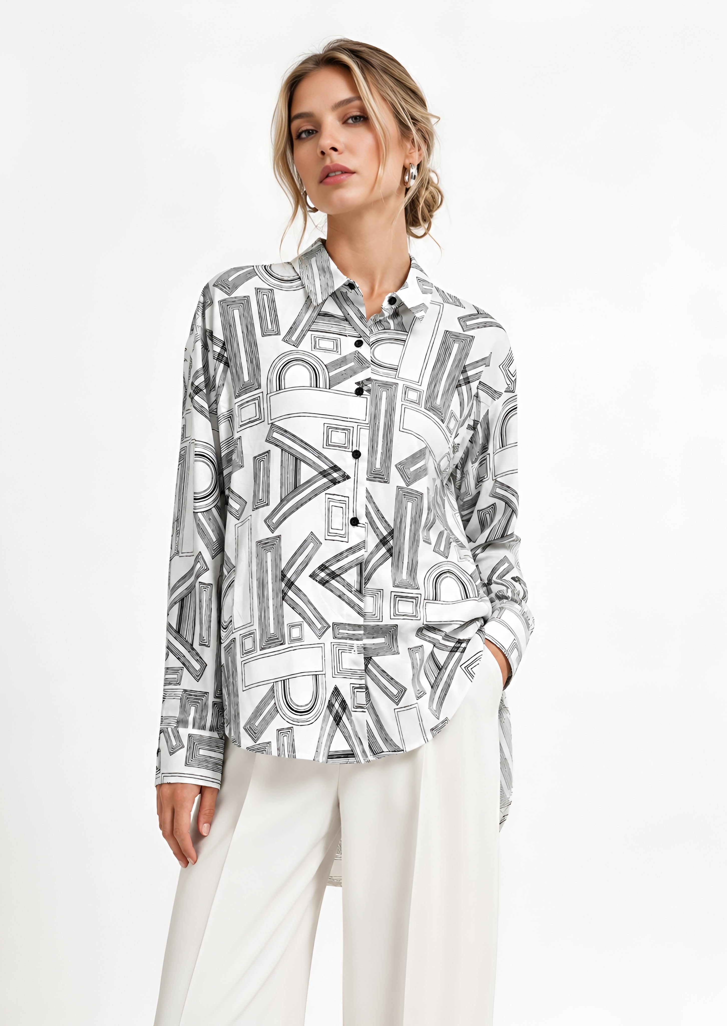 KARL LAGERFELD PARIS Cotton Oversized Scrabble Letters Shirt