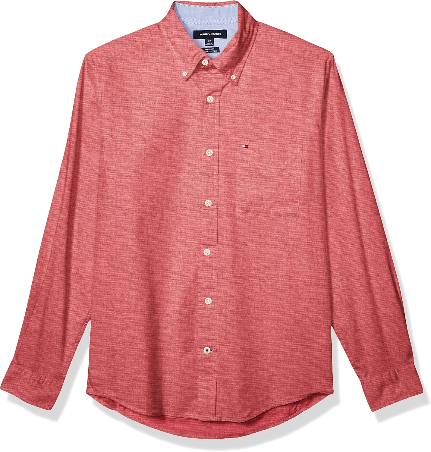 Tommy Hilfiger Solid Regular Fit Cotton Peach Casual Shirt