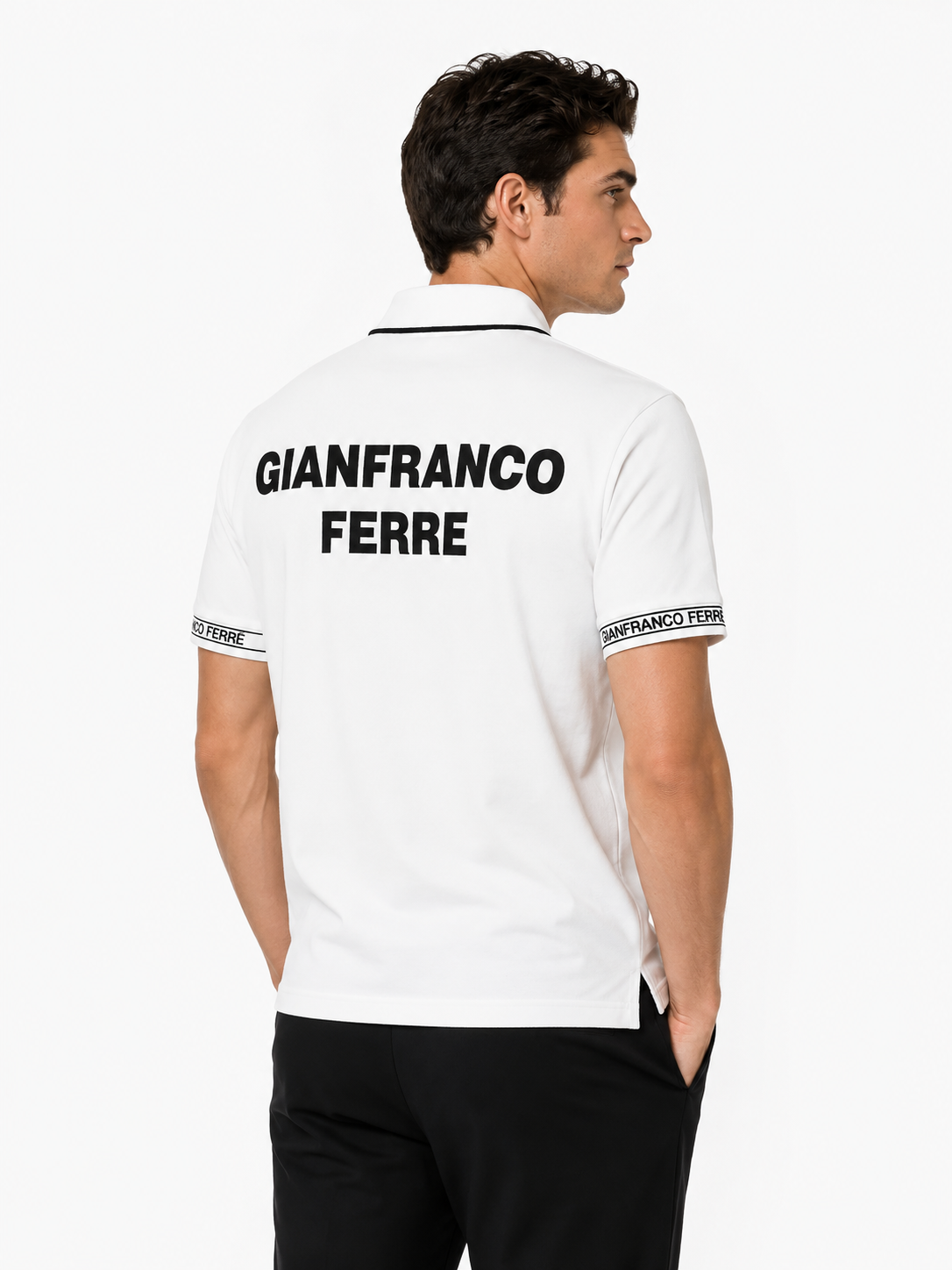 Gian Franco Ferre Metal Monogram Patched Polo Shirt