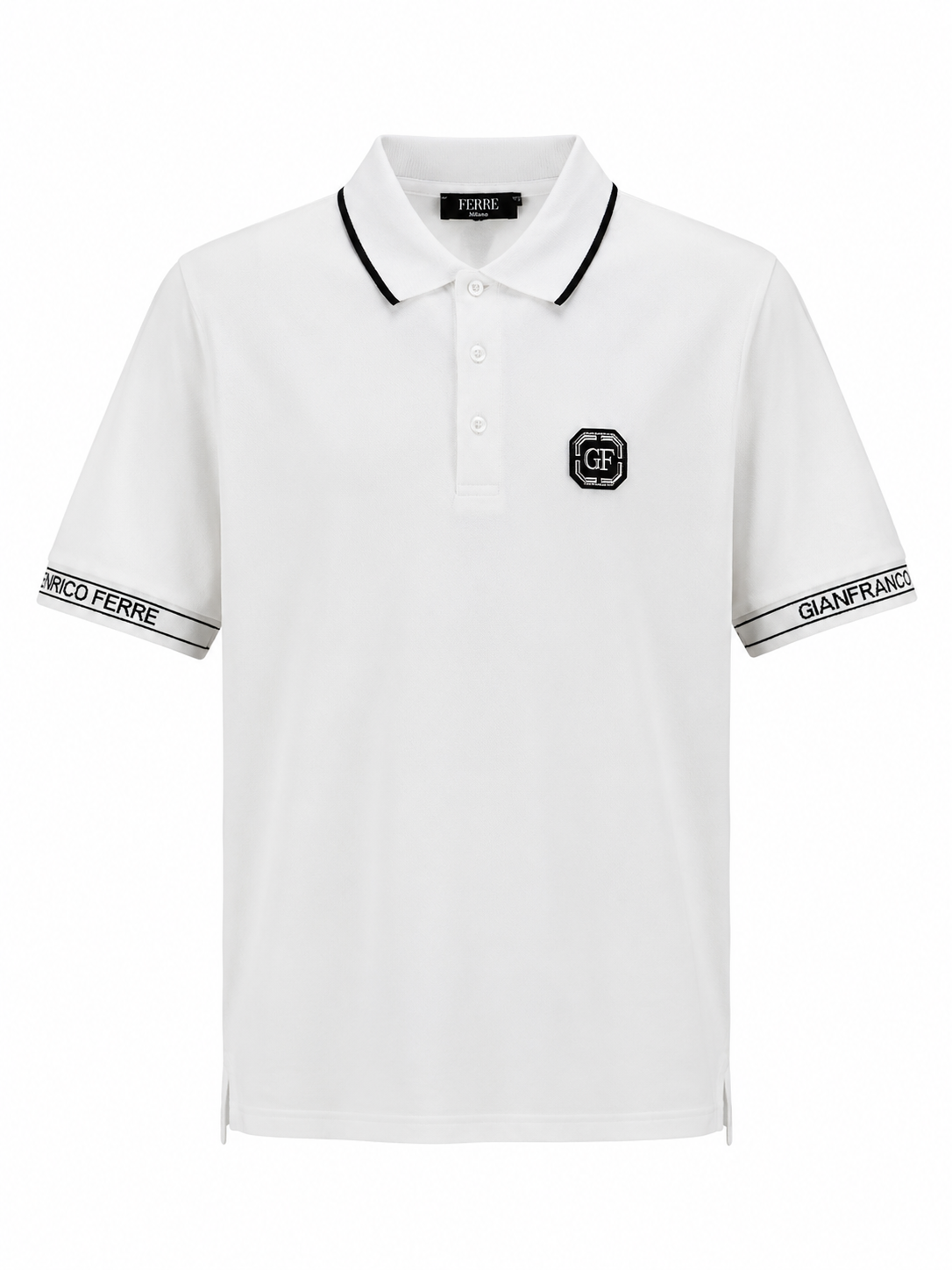 Gian Franco Ferre Metal Monogram Patched Polo Shirt