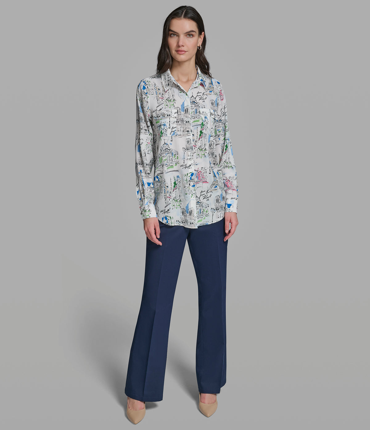 Karl Lagerfeld PARIS SKETCH PRINTED BLOUSE