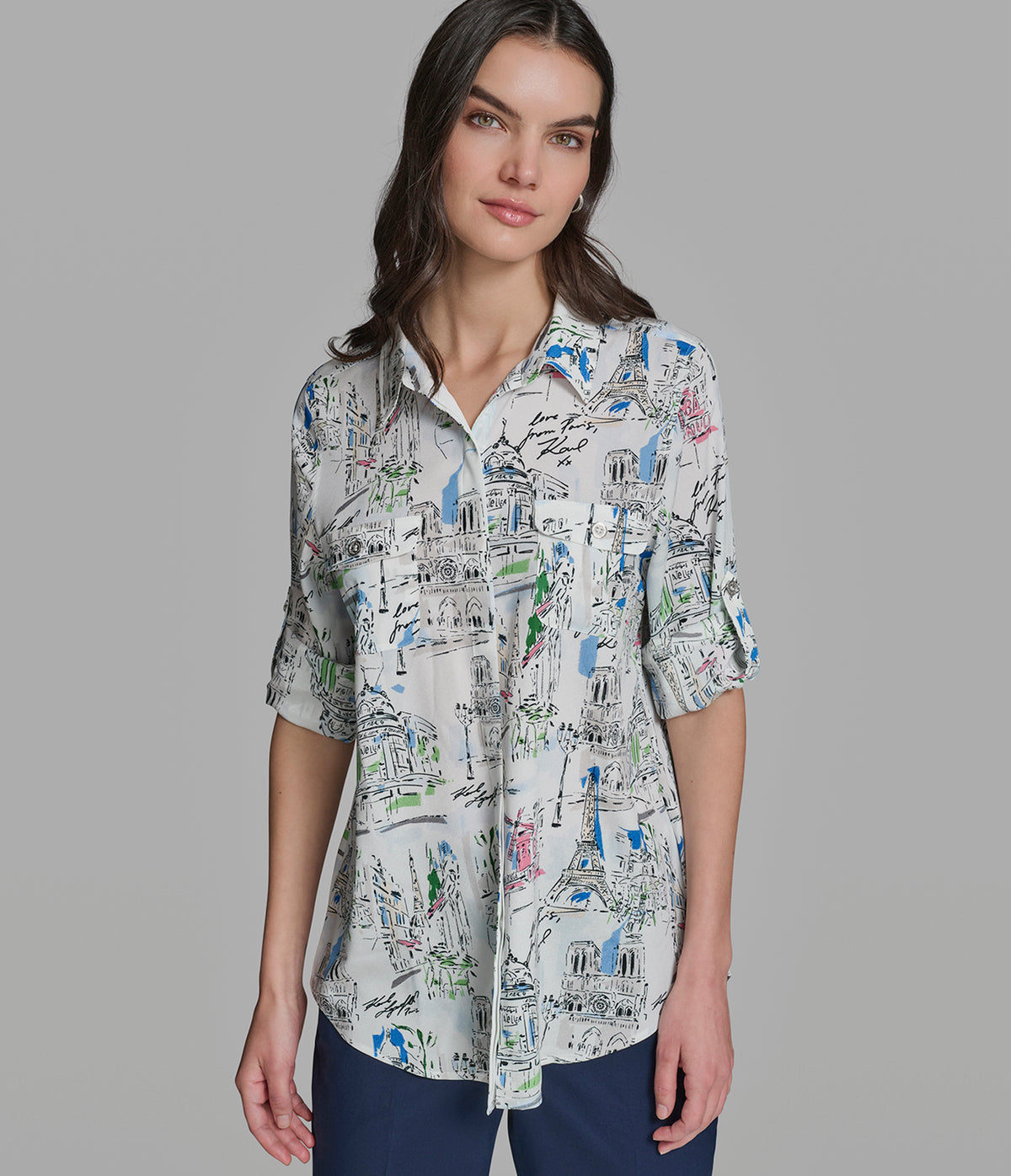 Karl Lagerfeld PARIS SKETCH PRINTED BLOUSE