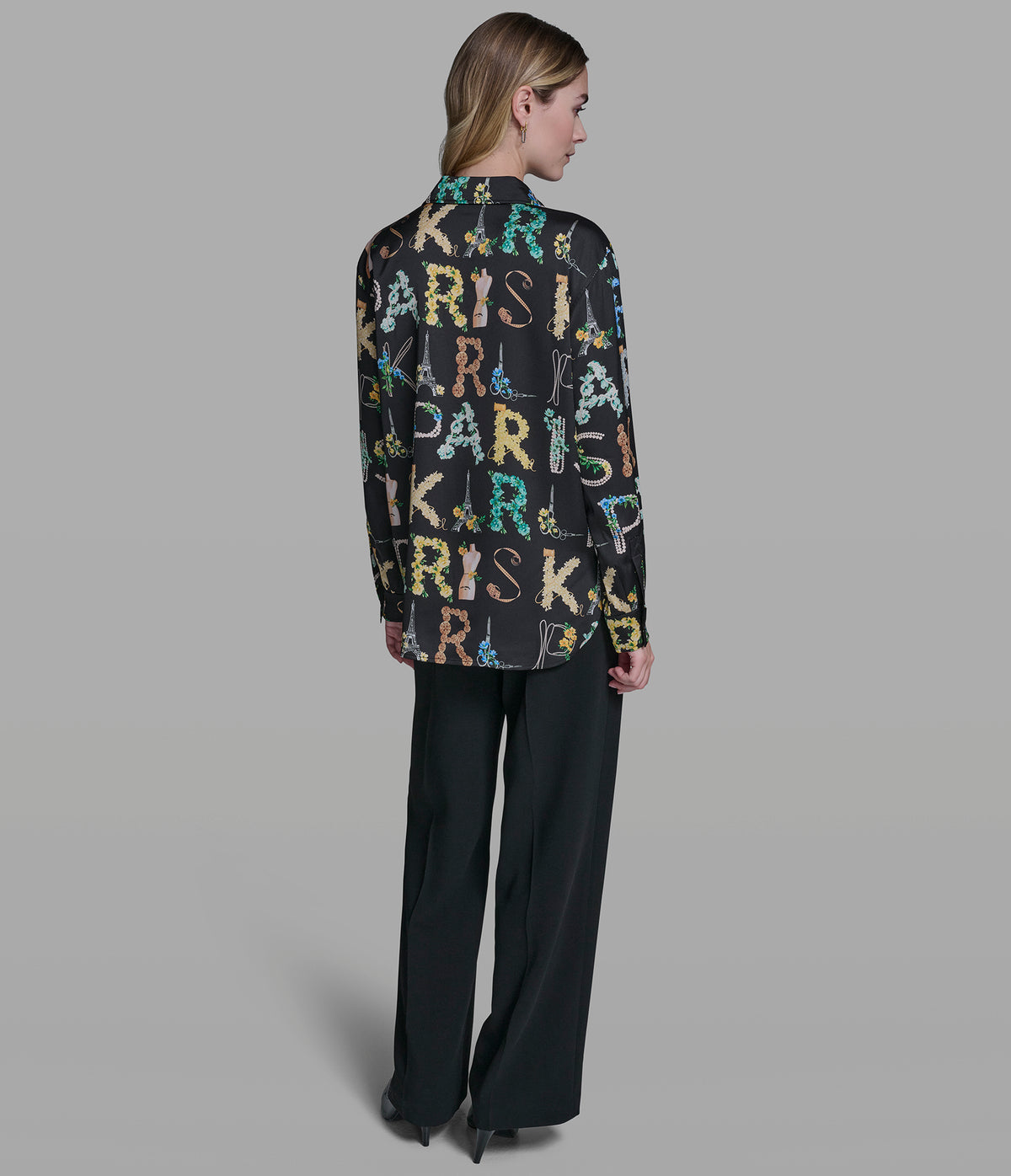 Karl Lagerfeld Paris Satin Logo Shirt