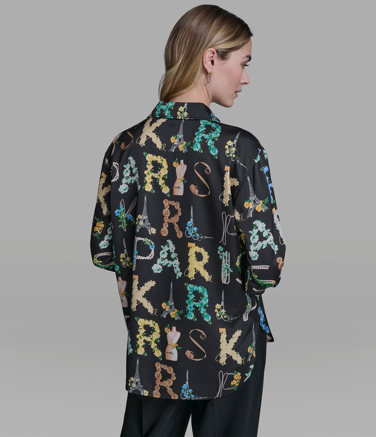 Karl Lagerfeld Paris Satin Logo Shirt