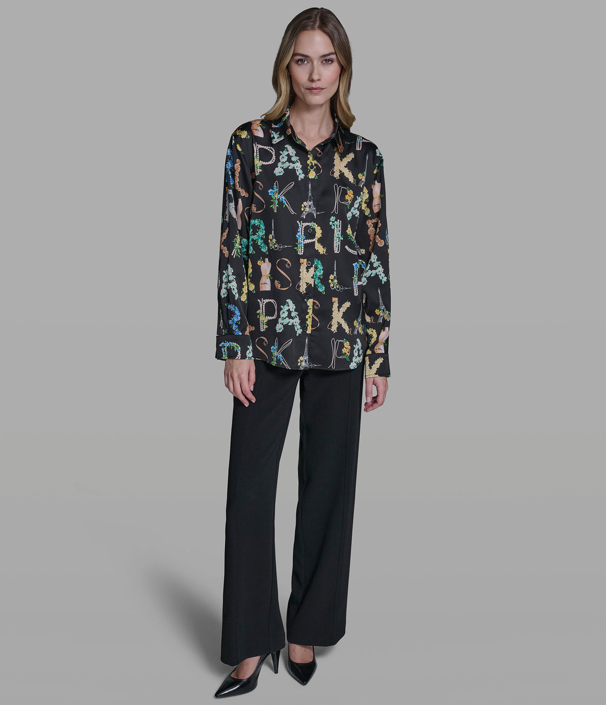Karl Lagerfeld Paris Satin Logo Shirt