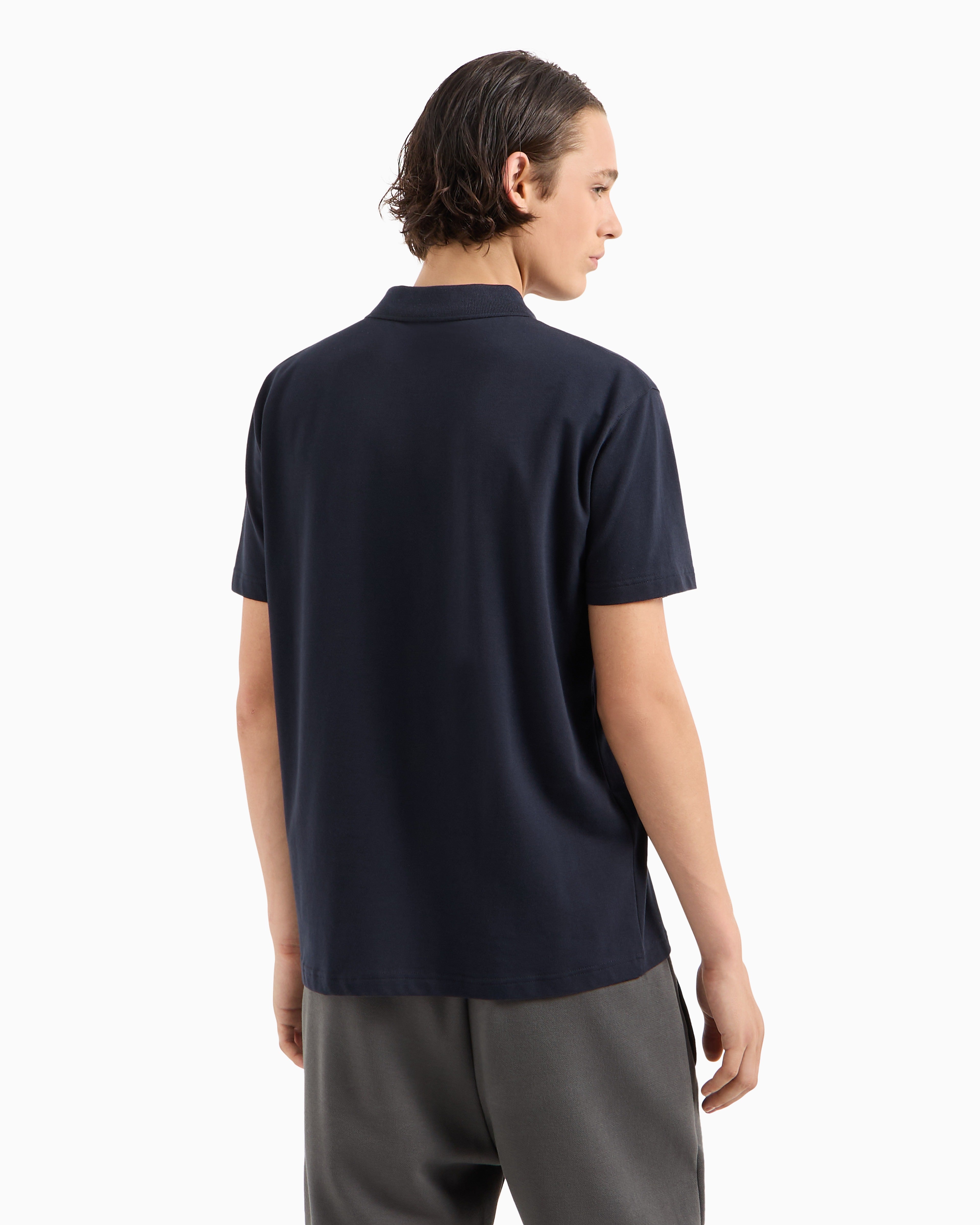 Armani Exchange A Line Regular Fit Navy Cotton Stretch Polo