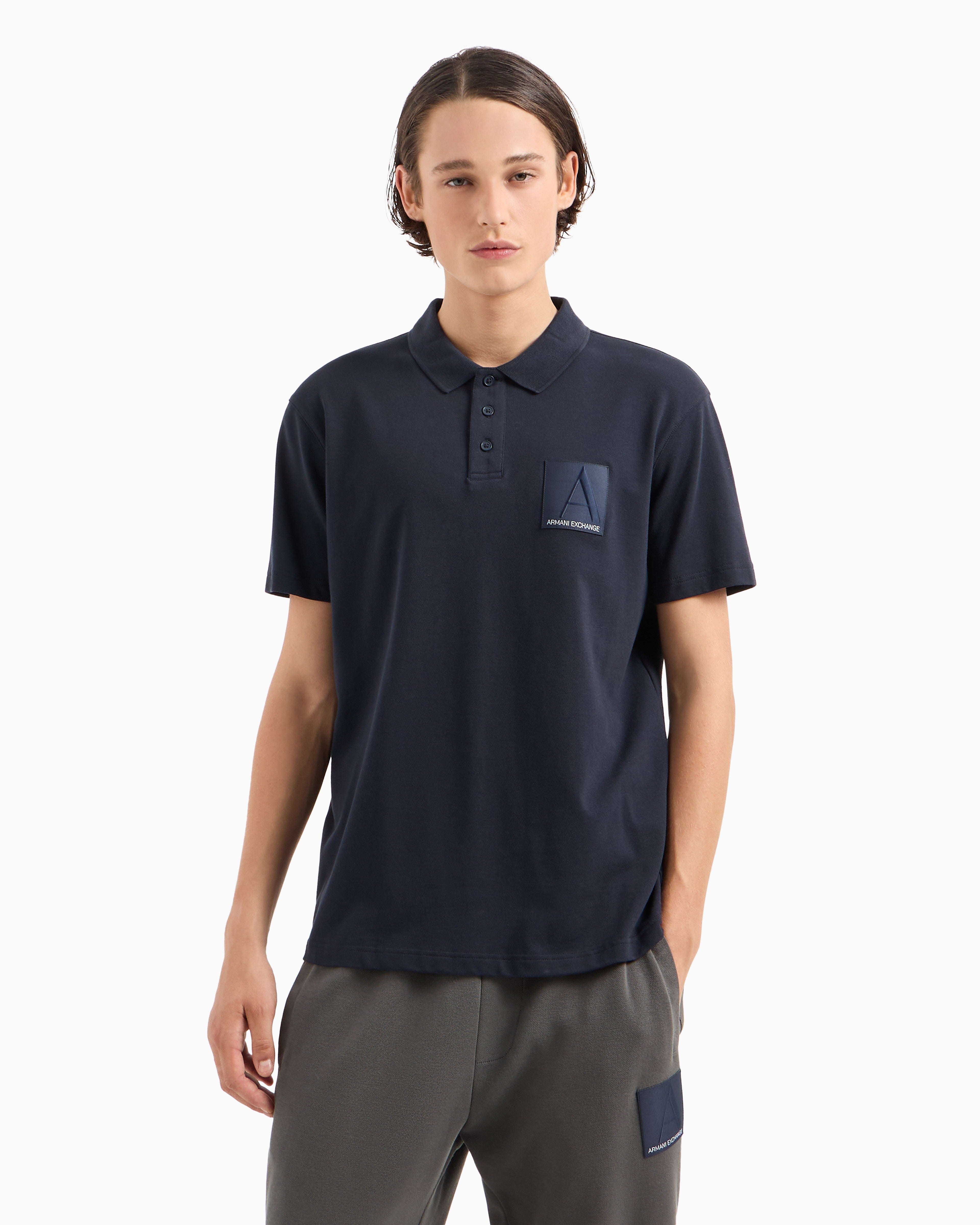 Armani Exchange A Line Regular Fit Navy Cotton Stretch Polo