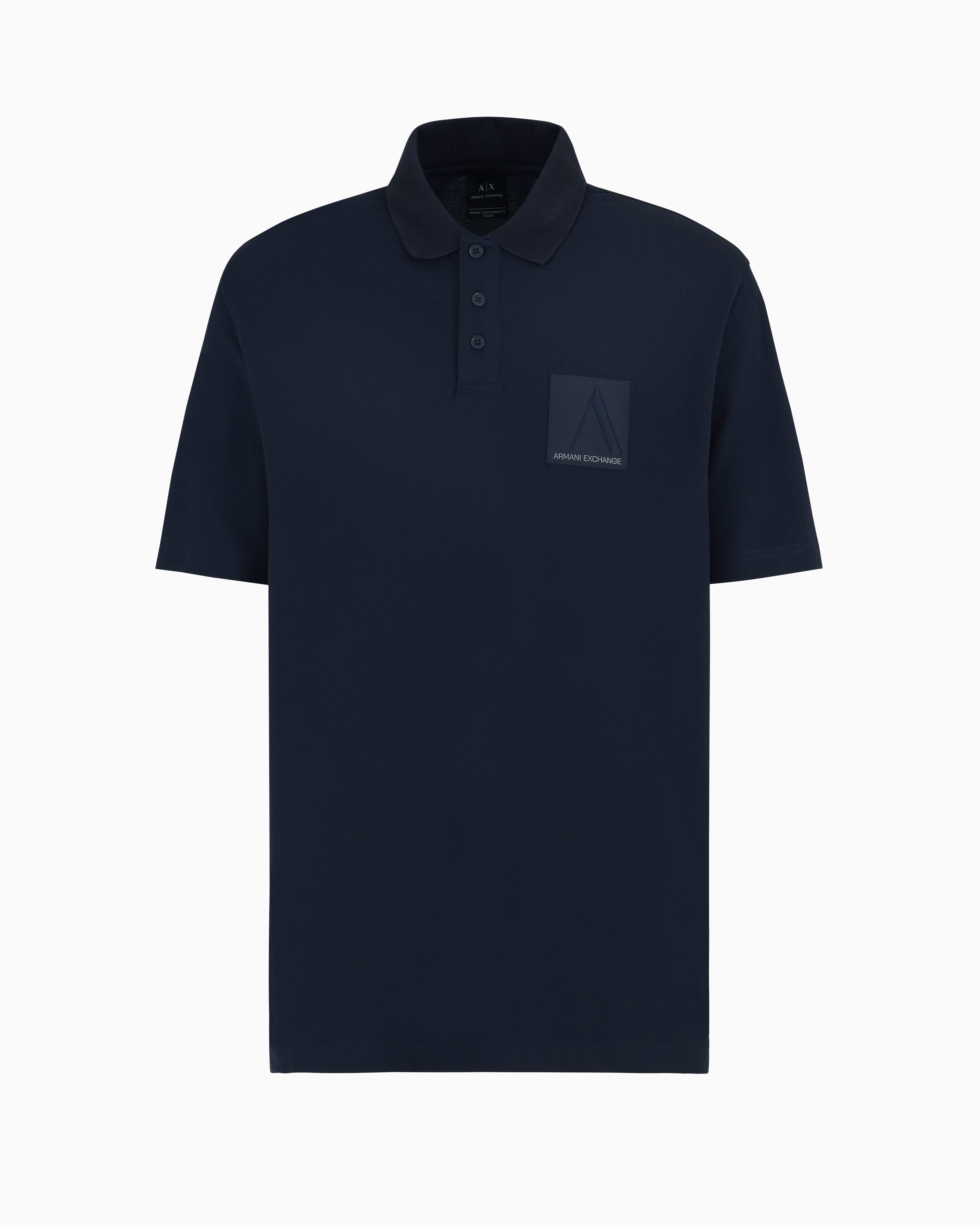 Armani Exchange A Line Regular Fit Navy Cotton Stretch Polo