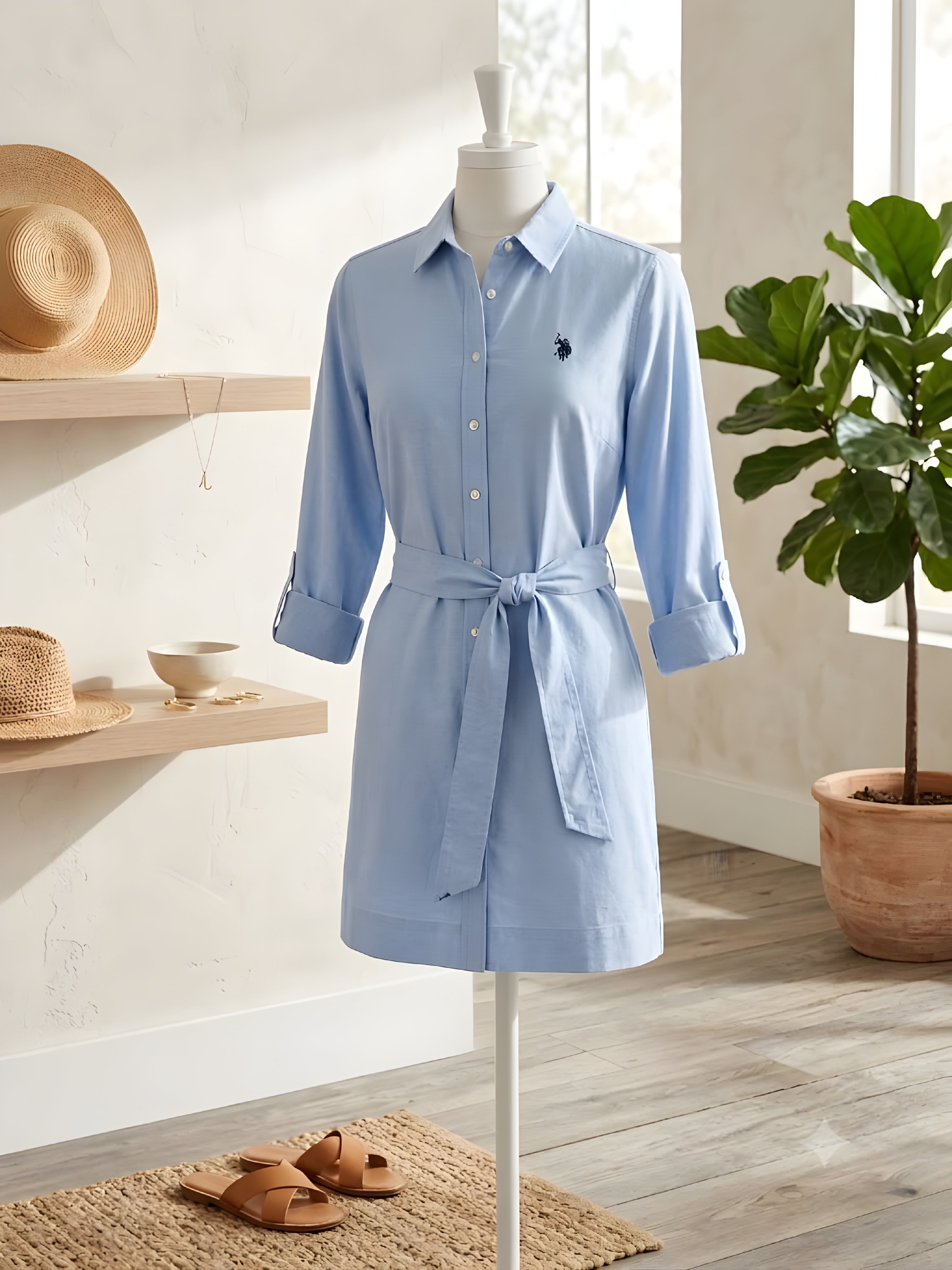 USPA Solid Oxford Dress