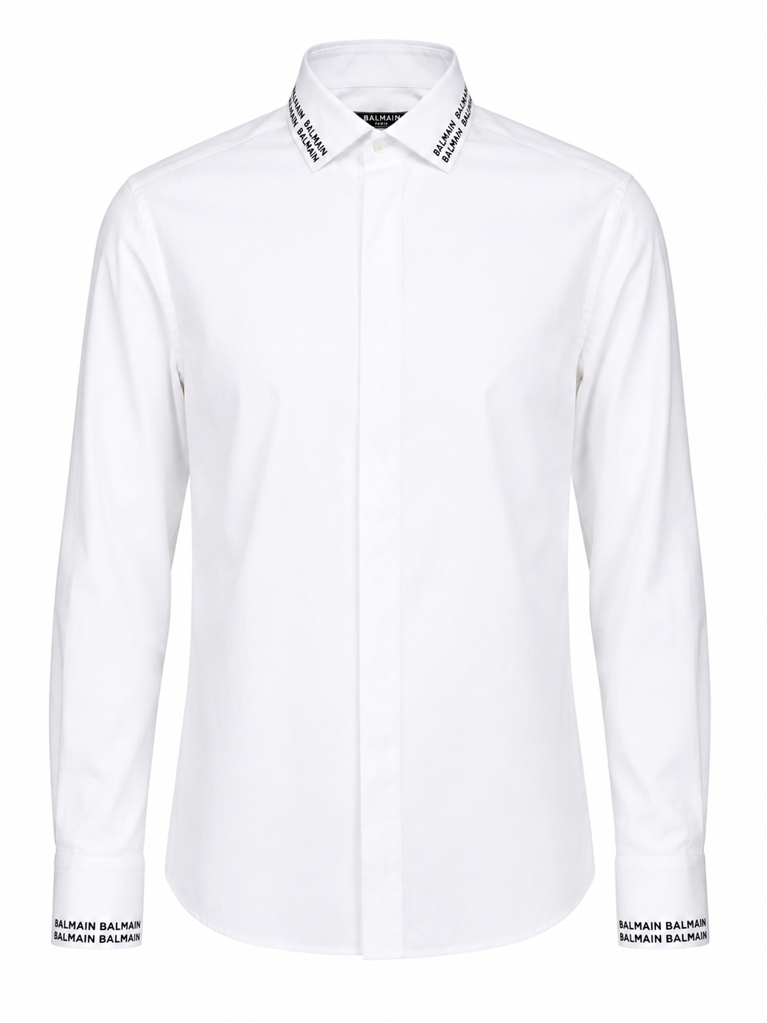 Balmain Men's Shirt Brand Lettering On The Collar And Cuffs