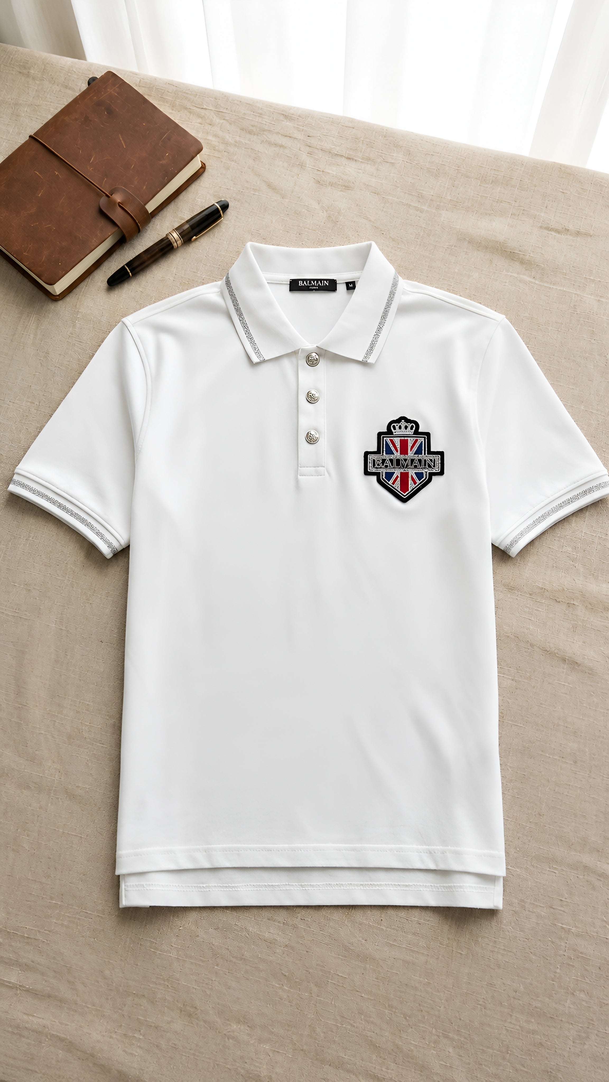 Balmain Polo Shirt Union Jack Logo Patch