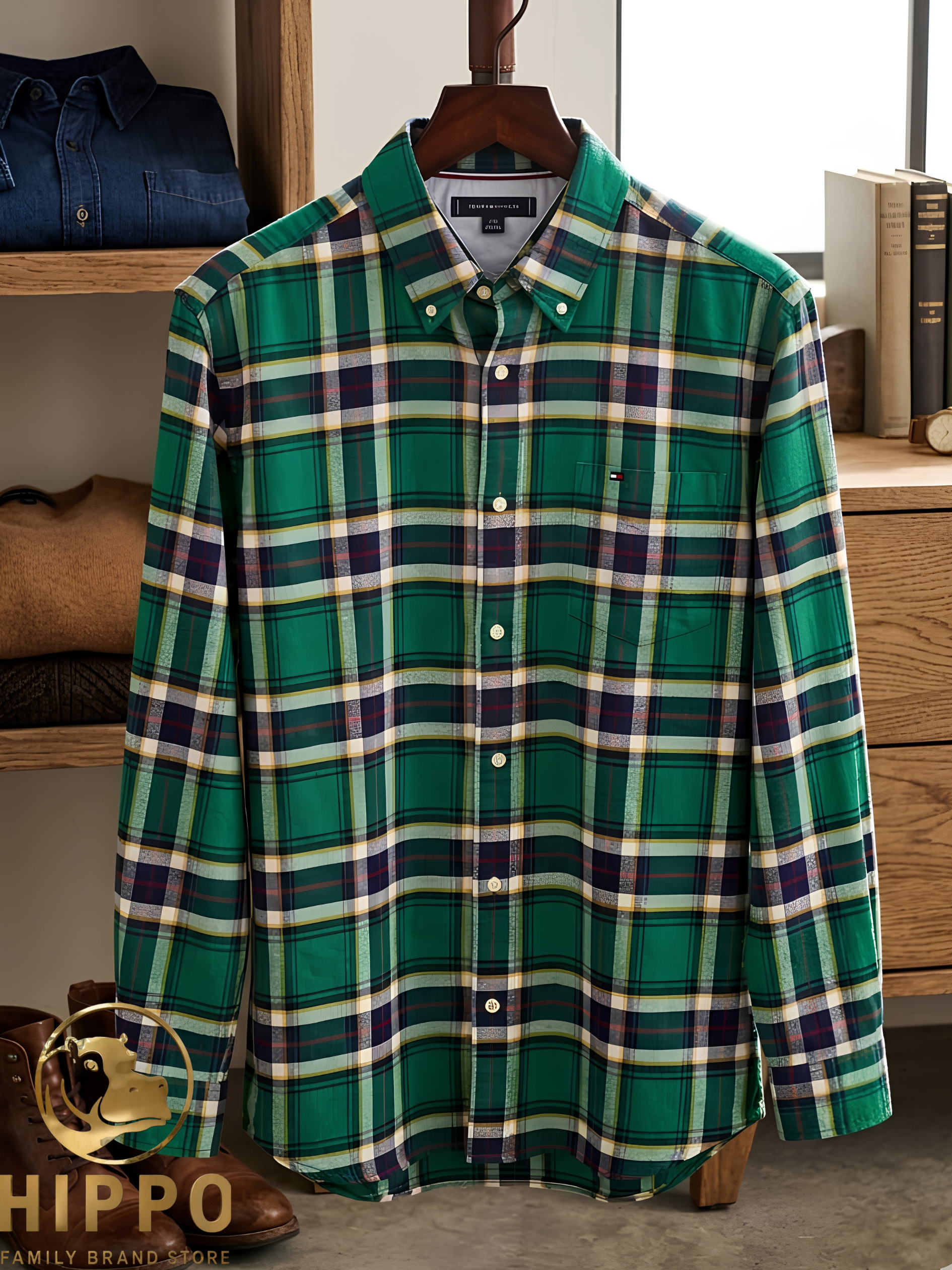 Tommy Hilfiger Regular Fit Plaid Stretch Oxford Shirt