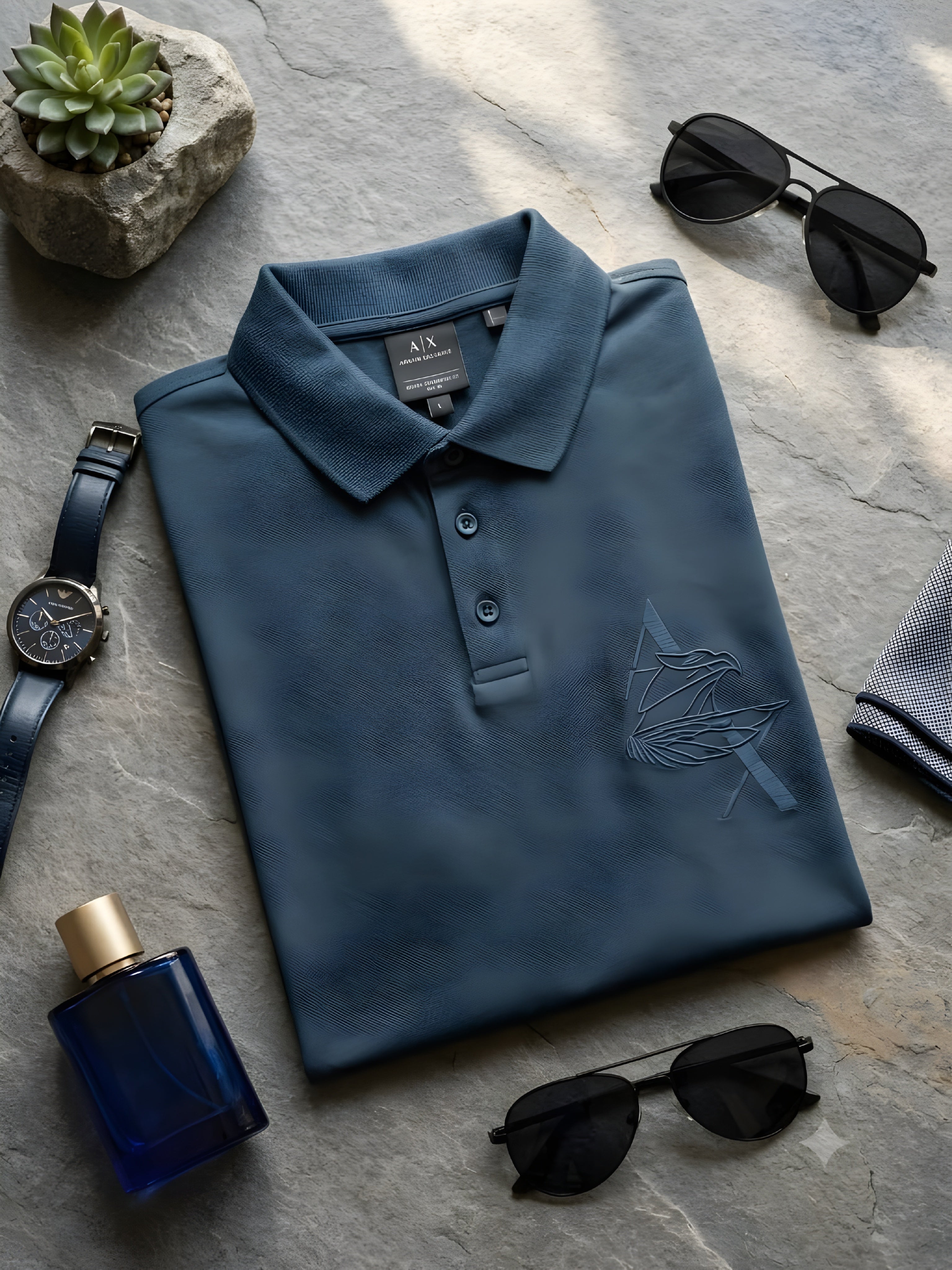 Armani Exchange Regular Fit Polo T-Shirt With Eagle Logo