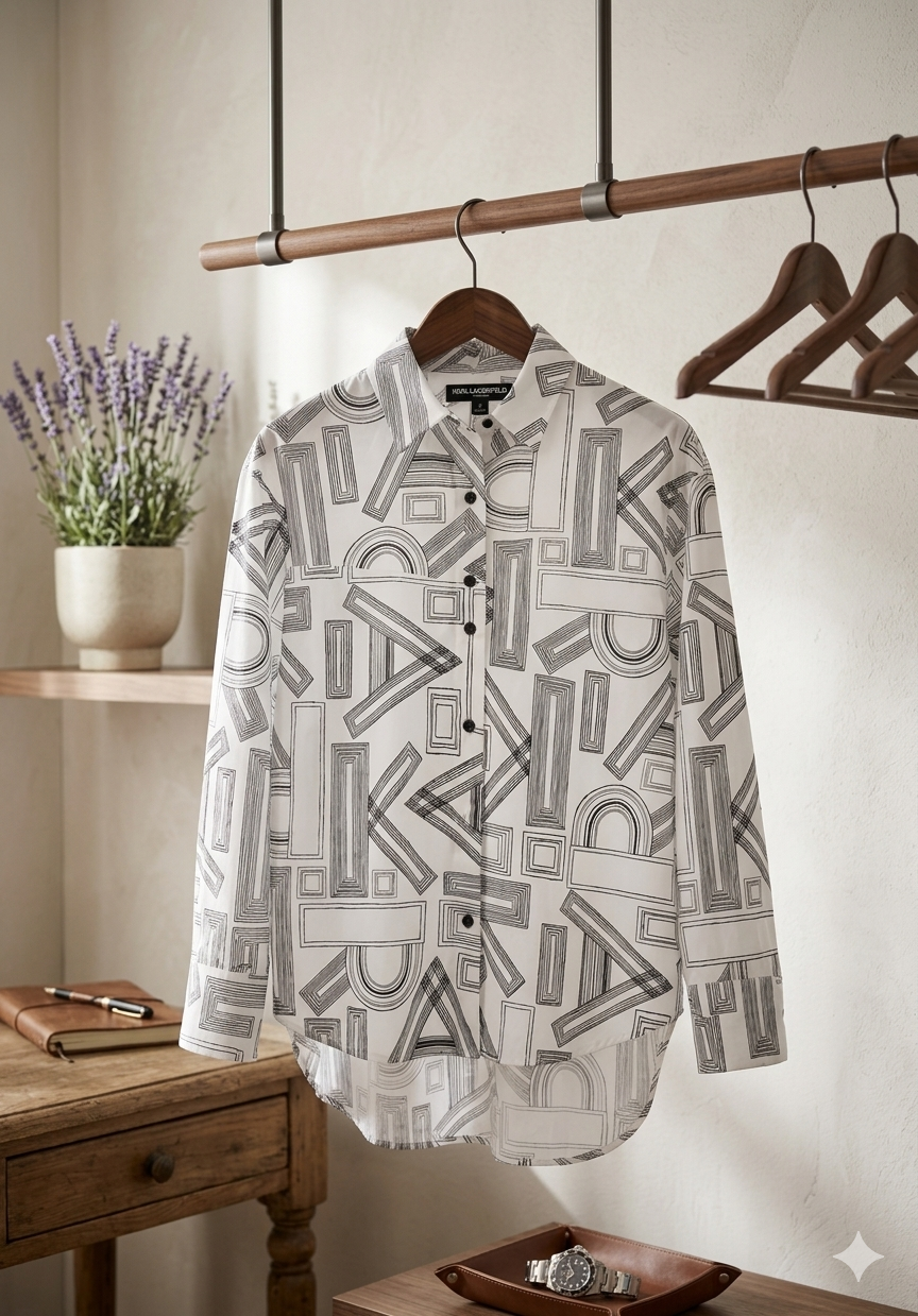 KARL LAGERFELD PARIS Cotton Oversized Scrabble Letters Shirt