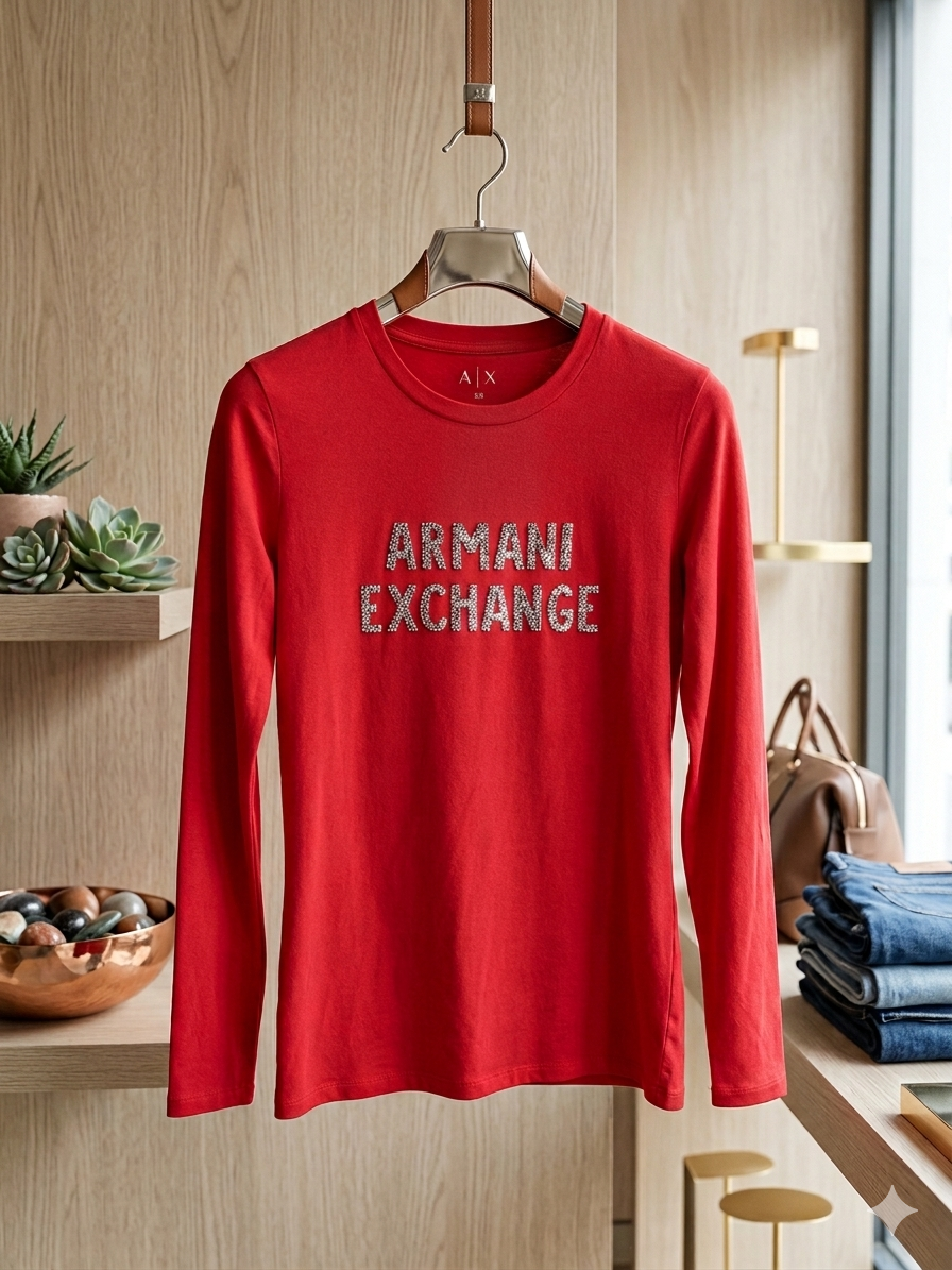 Armani Exchange Women's Long Sleeve Round T-shirt - SLIM FIT